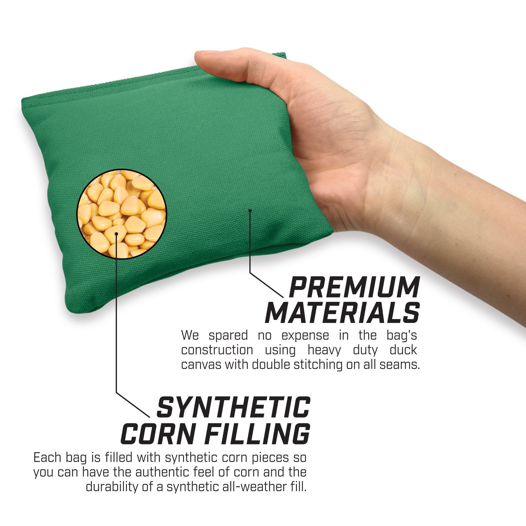 a hand holding a green bag with a small bag of peanuts