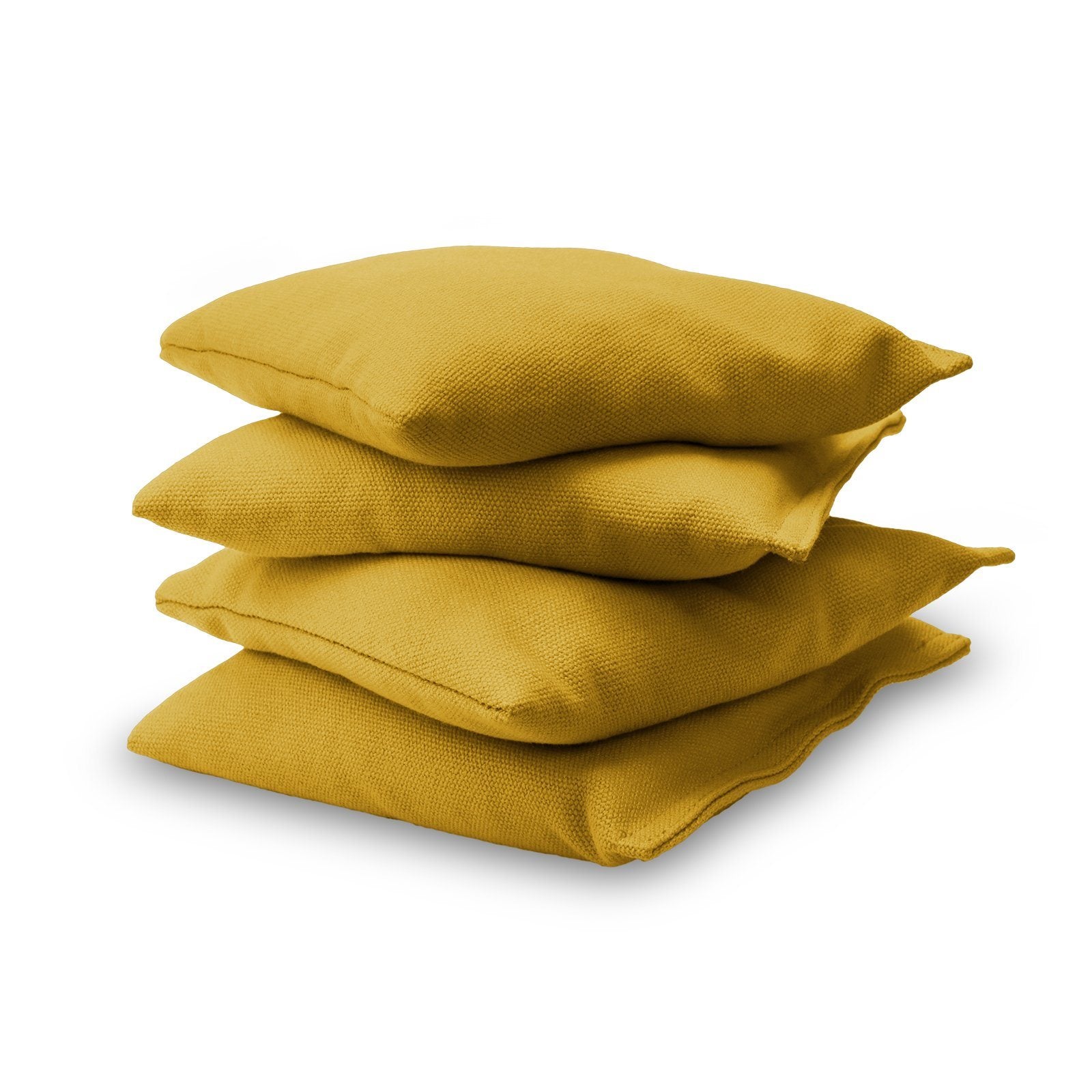 a stack of three yellow pillows