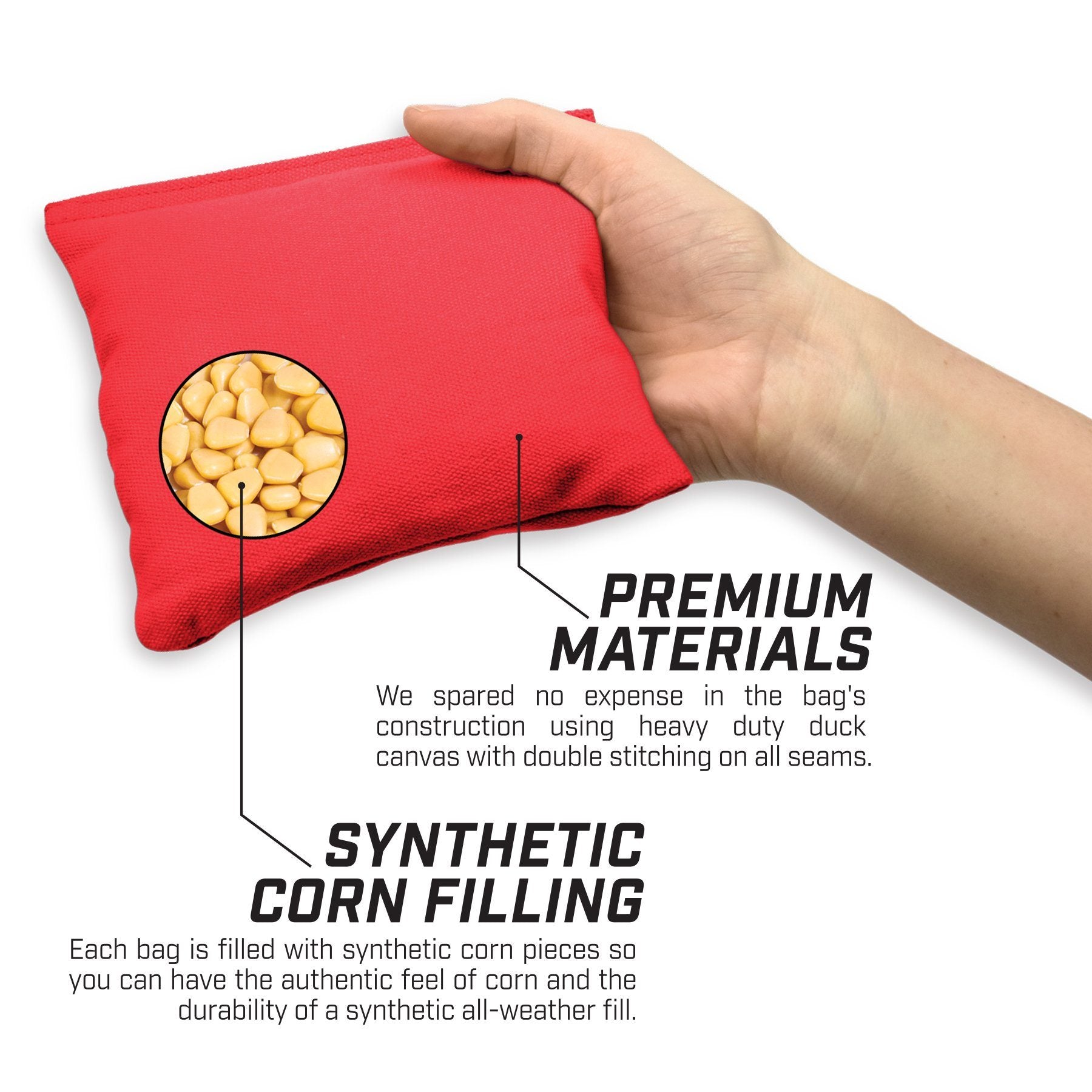 a hand holding a red pouch filled with peanuts
