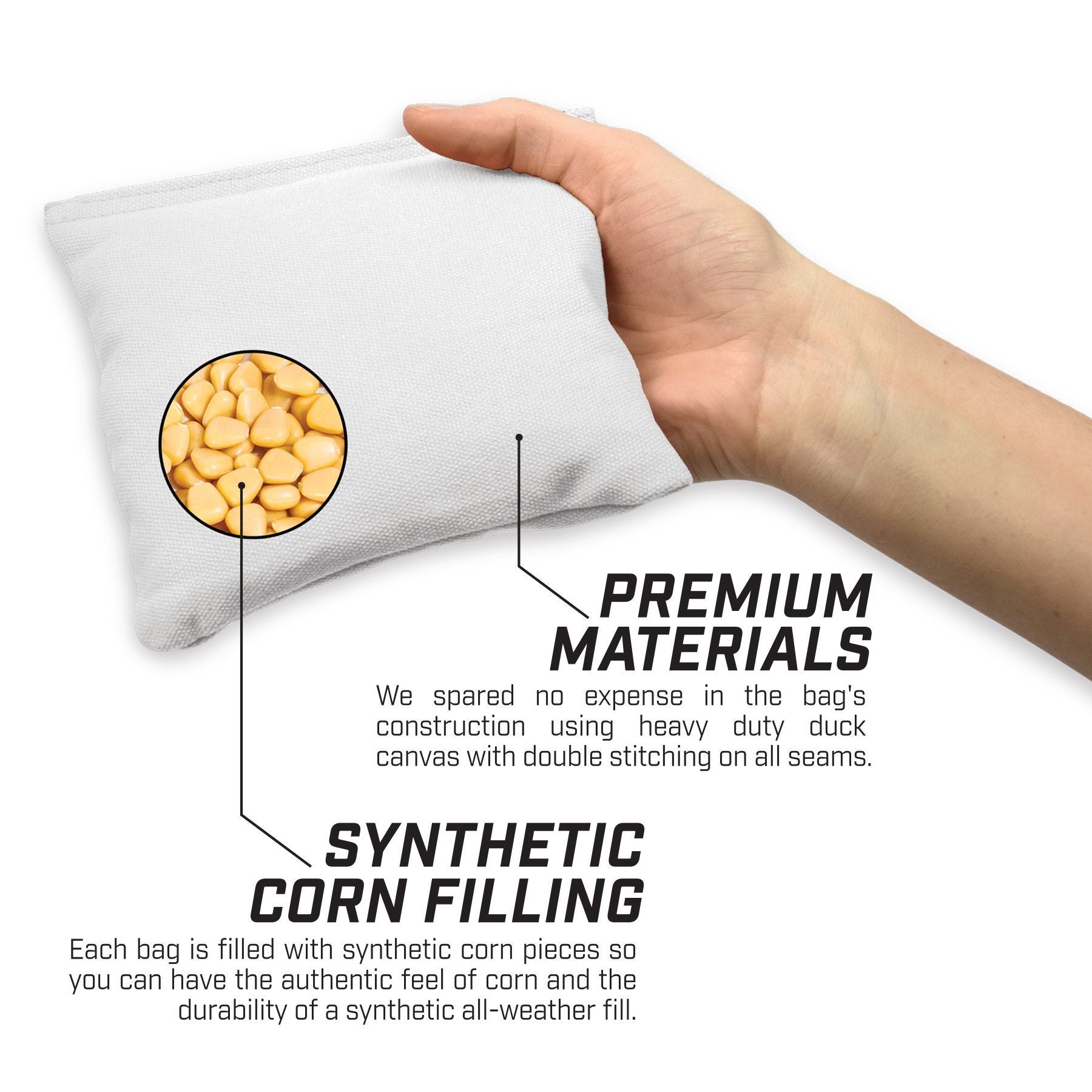 a hand holding a white bag with a diagram of the ingredients