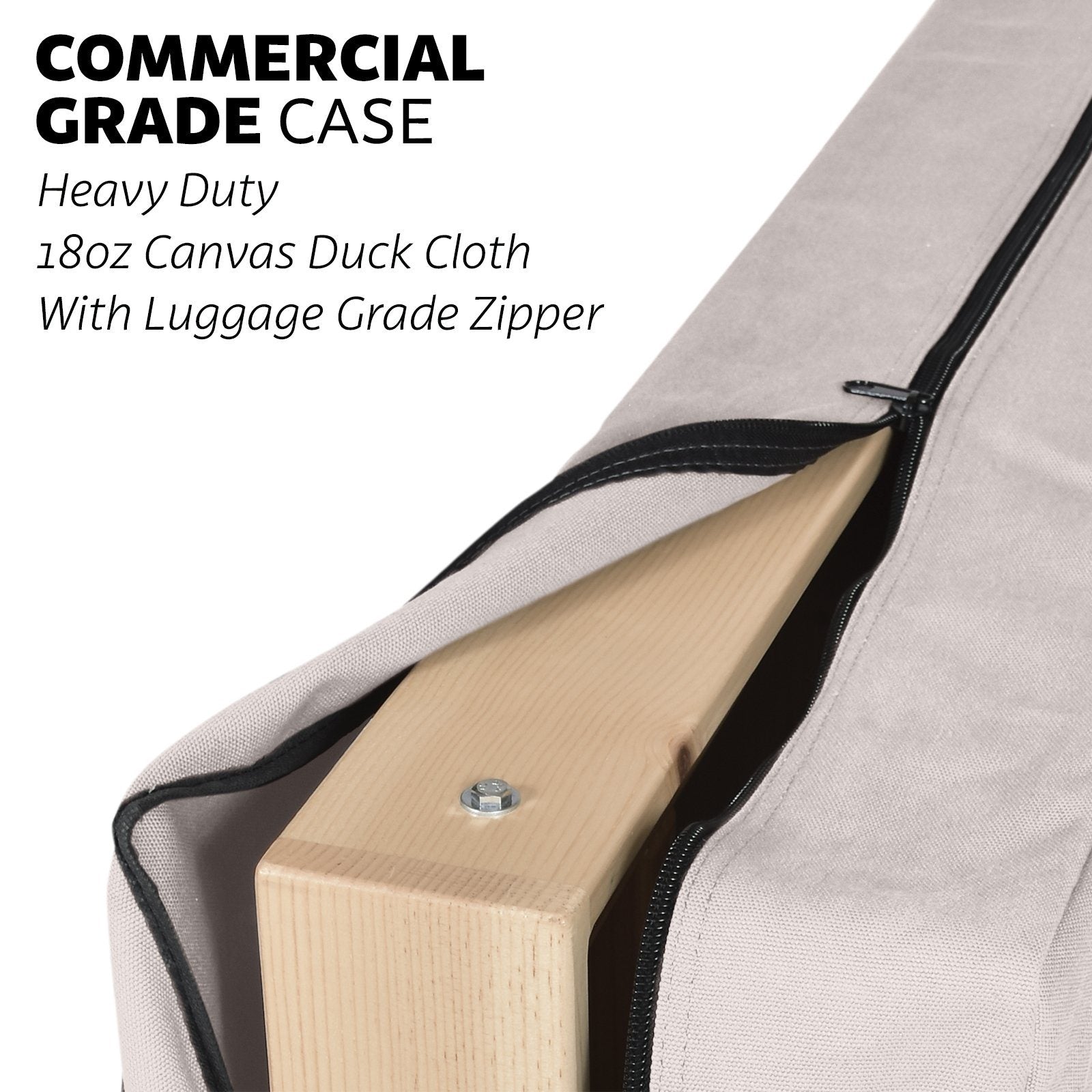 a large bag with a wooden handle and a zipper