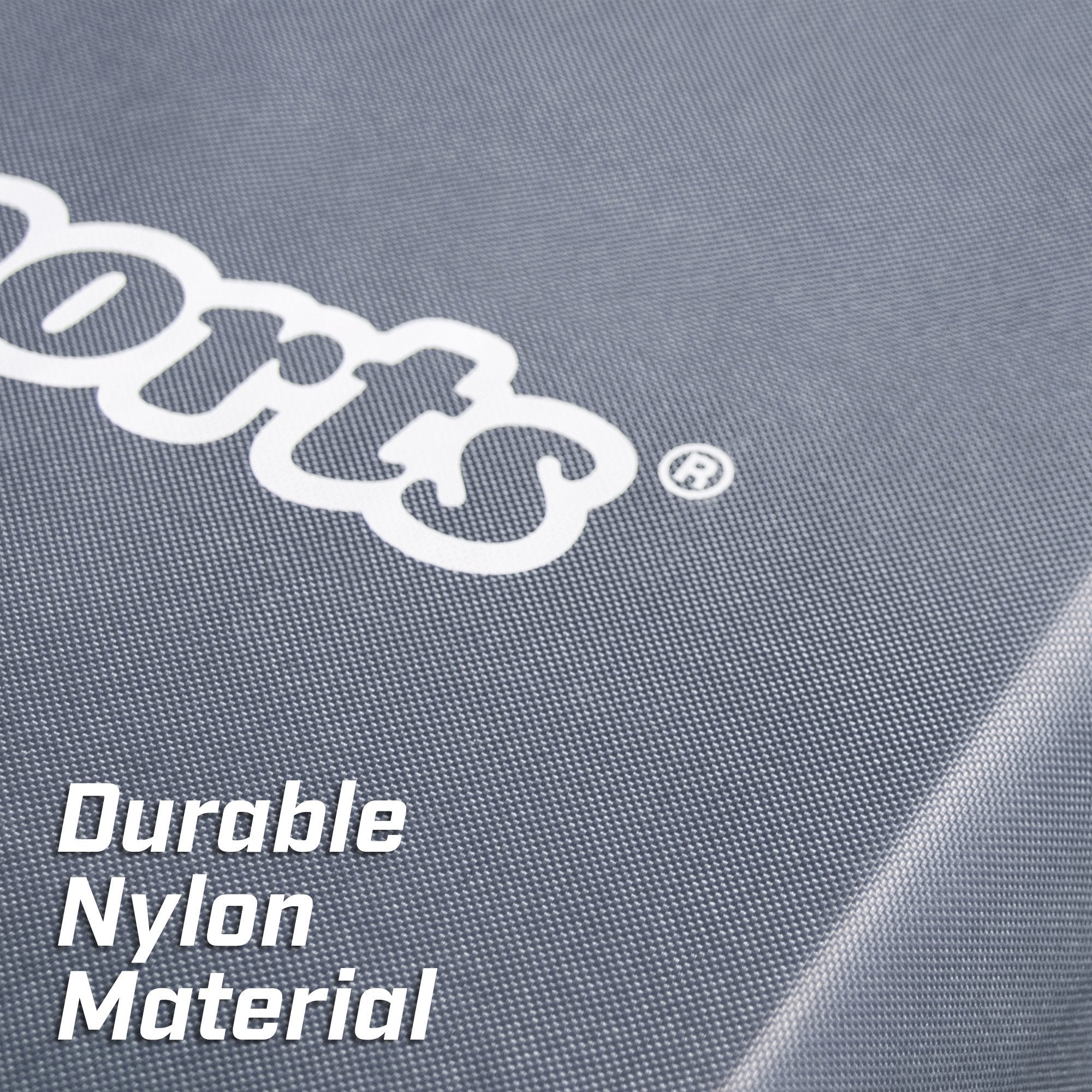 the logo on the back of a grey notebook