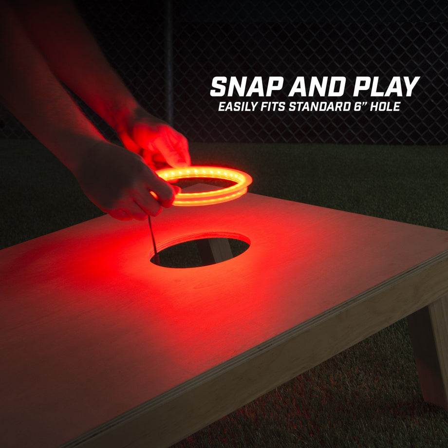 GoSports Cornhole Light-Up LED Ring Kit Set - Red –