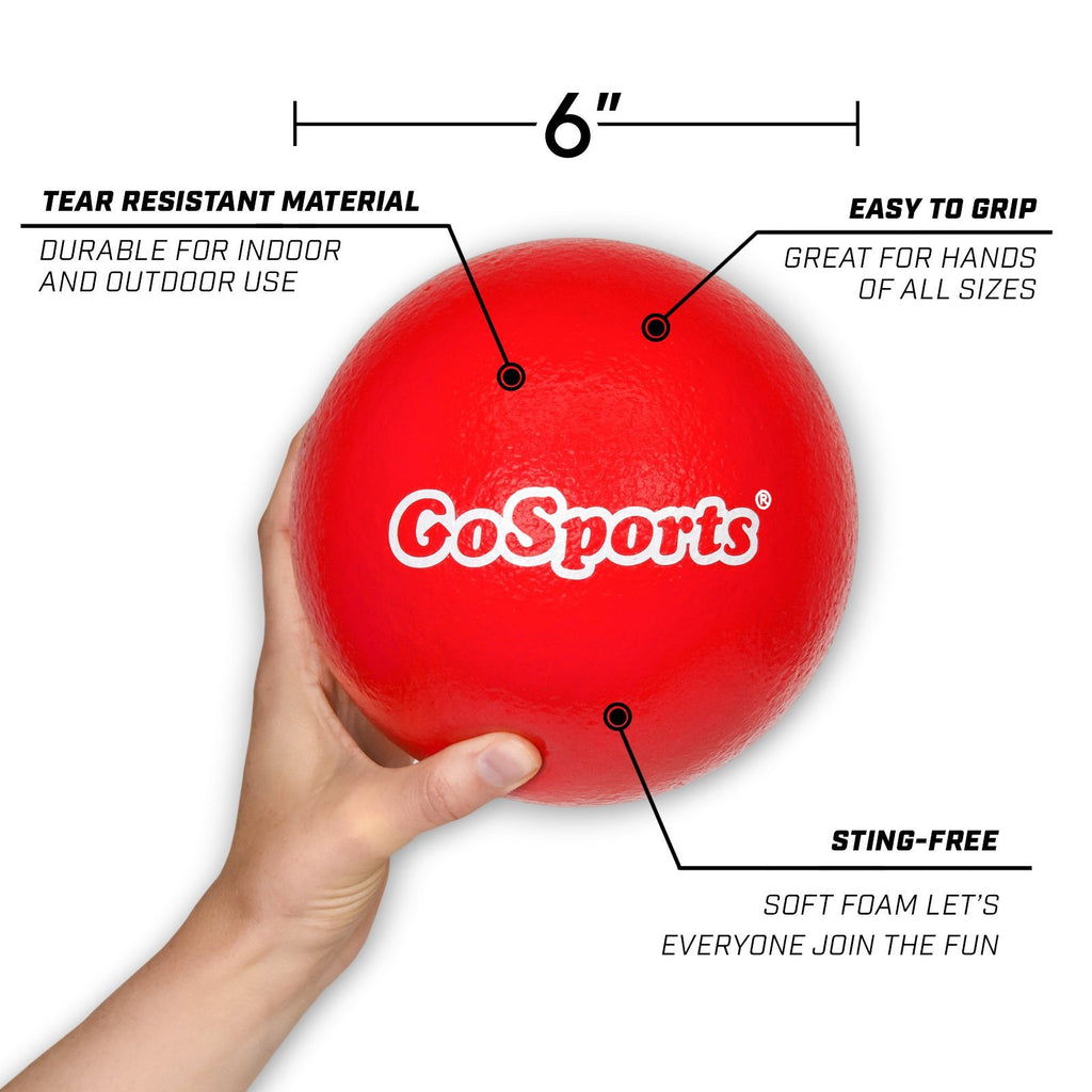 GoSports Strong Skin Foam Playground Dodgeballs - 6 Pack for Kids (6 in) - w/ Mesh Carry Bag Playground Ball playgosports.com 