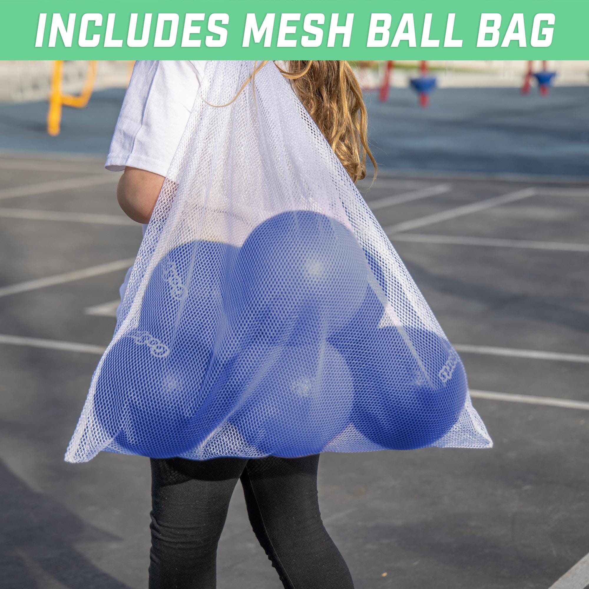 a girl carrying a mesh bag with the words, how to use mesh bags