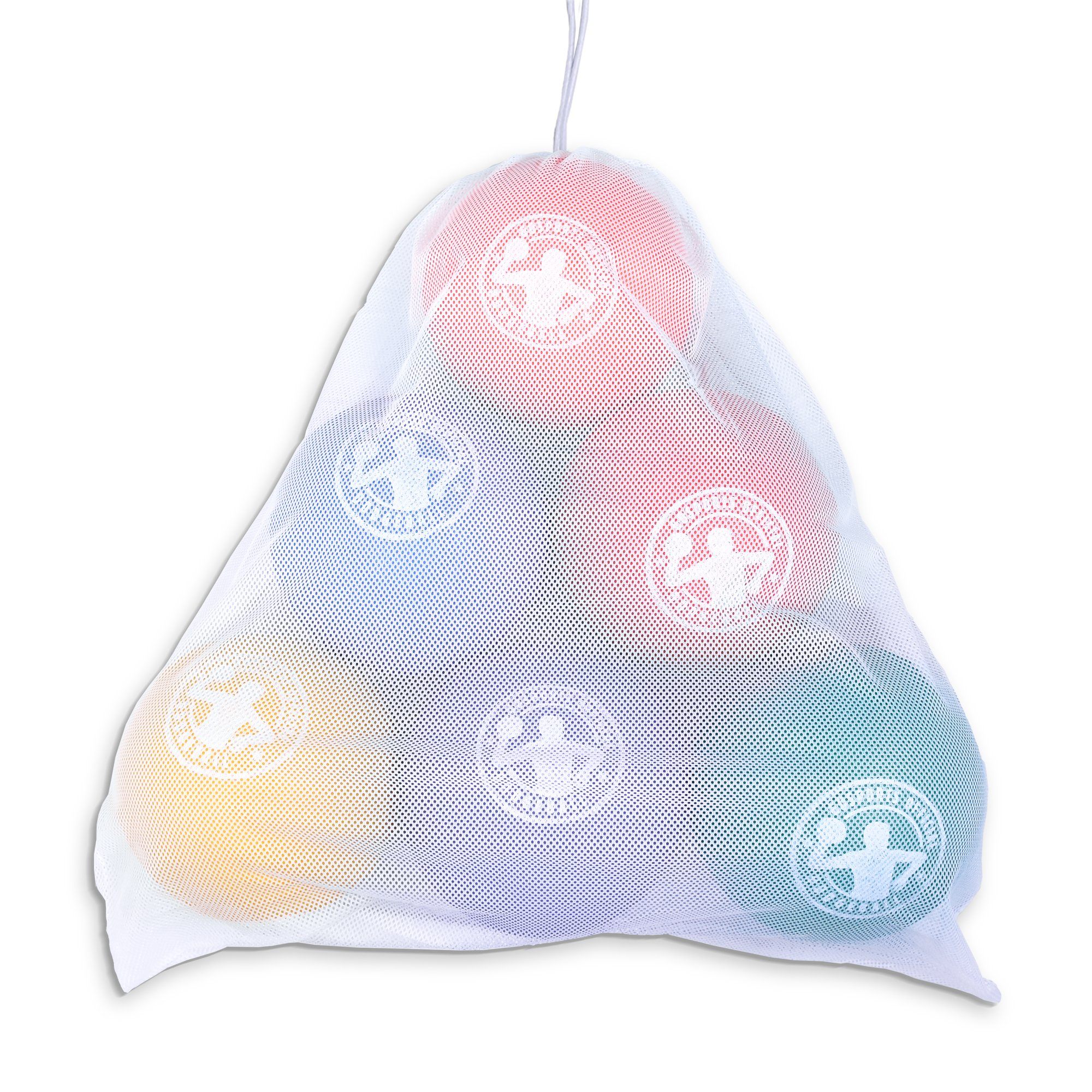 a bag of colorful colored cotton balls