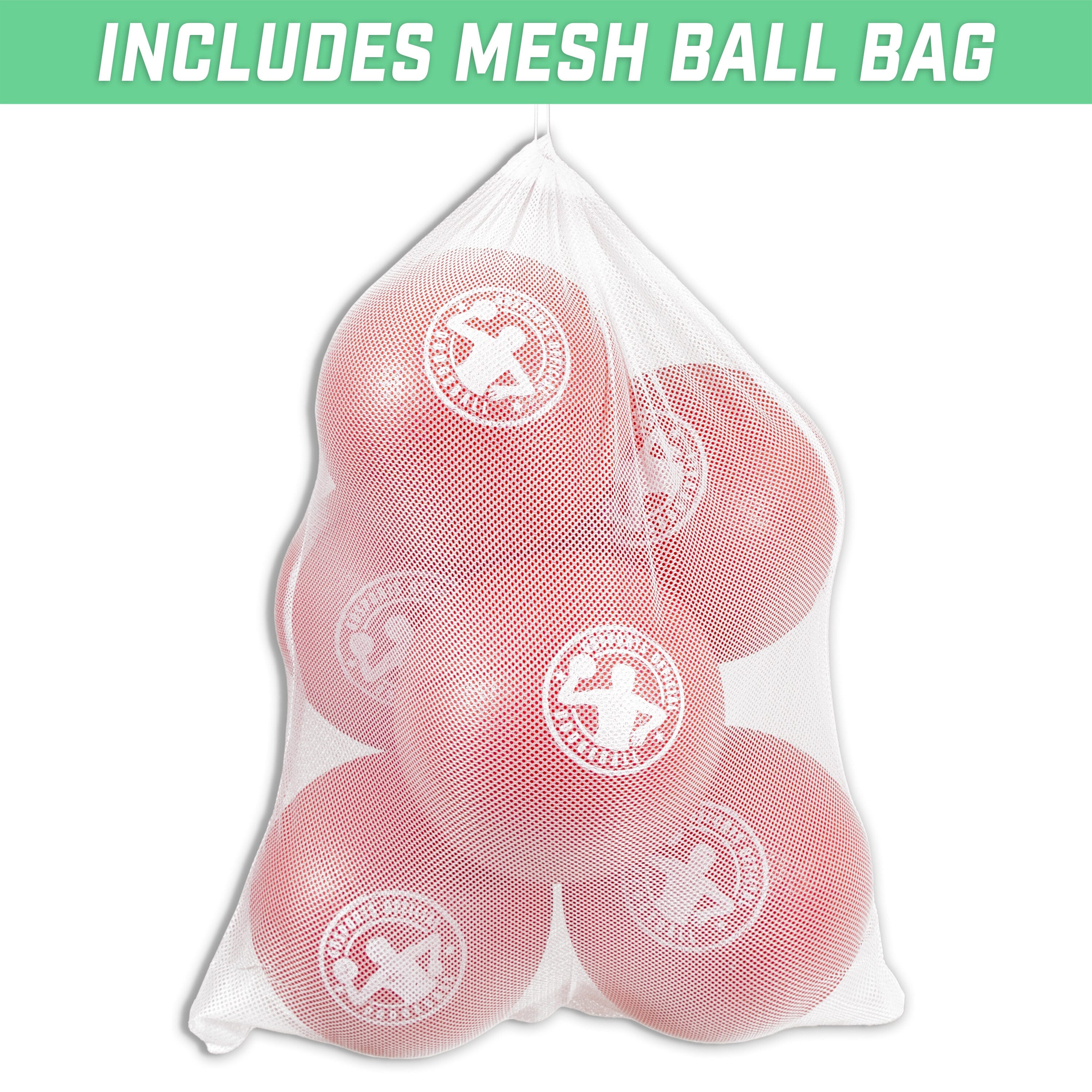 a bag of red balls with the words, ' in the middle of the bag, '