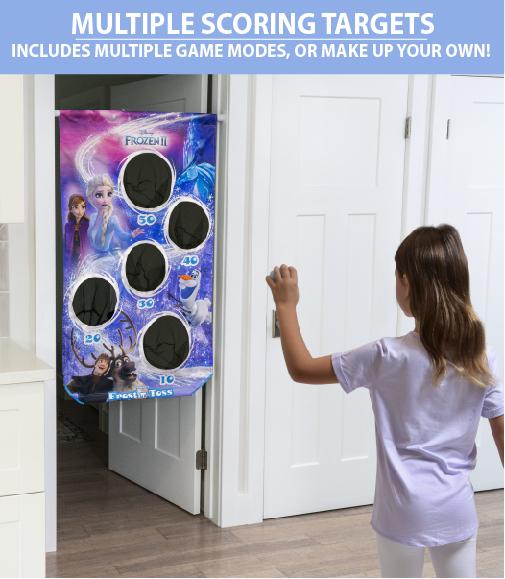 Disney Frozen 2 Frost Toss Doorway Game by GoSports | Includes 20 Snowballs and Adjustable Tension Rod Target Practice playgosports.com 
