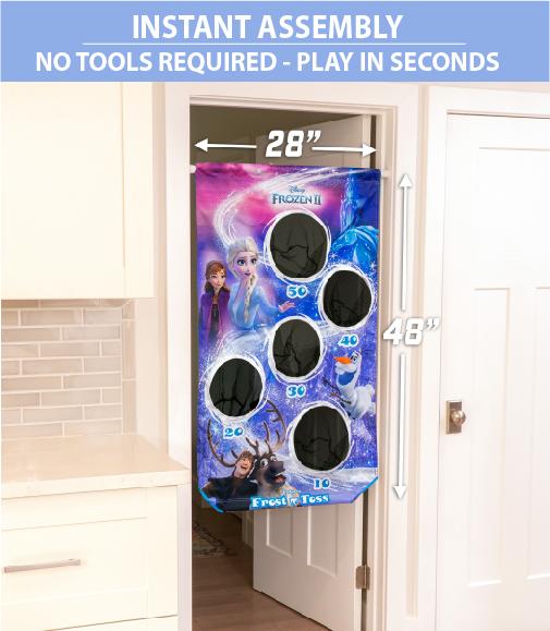 Disney Frozen 2 Frost Toss Doorway Game by GoSports | Includes 20 Snowballs and Adjustable Tension Rod Target Practice playgosports.com 