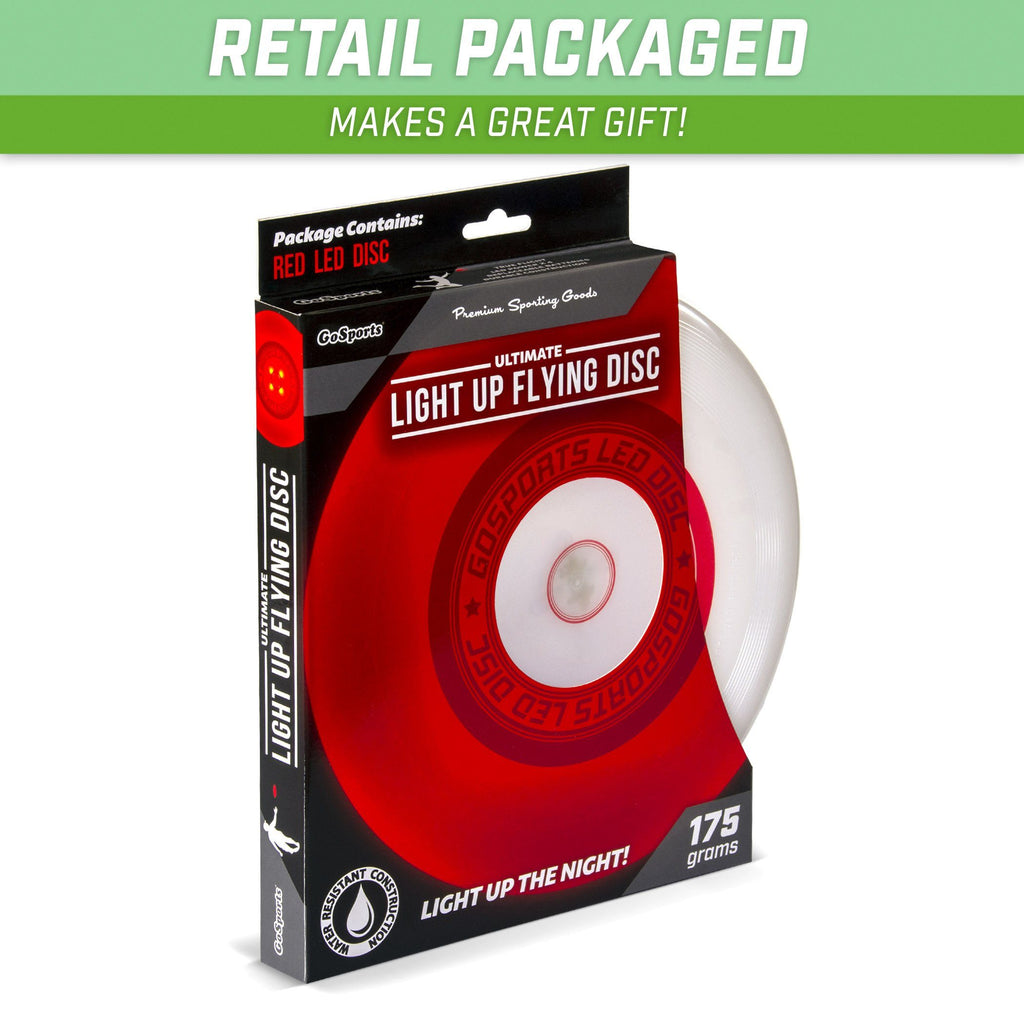 GoSports Ultimate Light Up Flying Disc, 175 grams, with 4 LEDs - Red Disc playgosports.com 