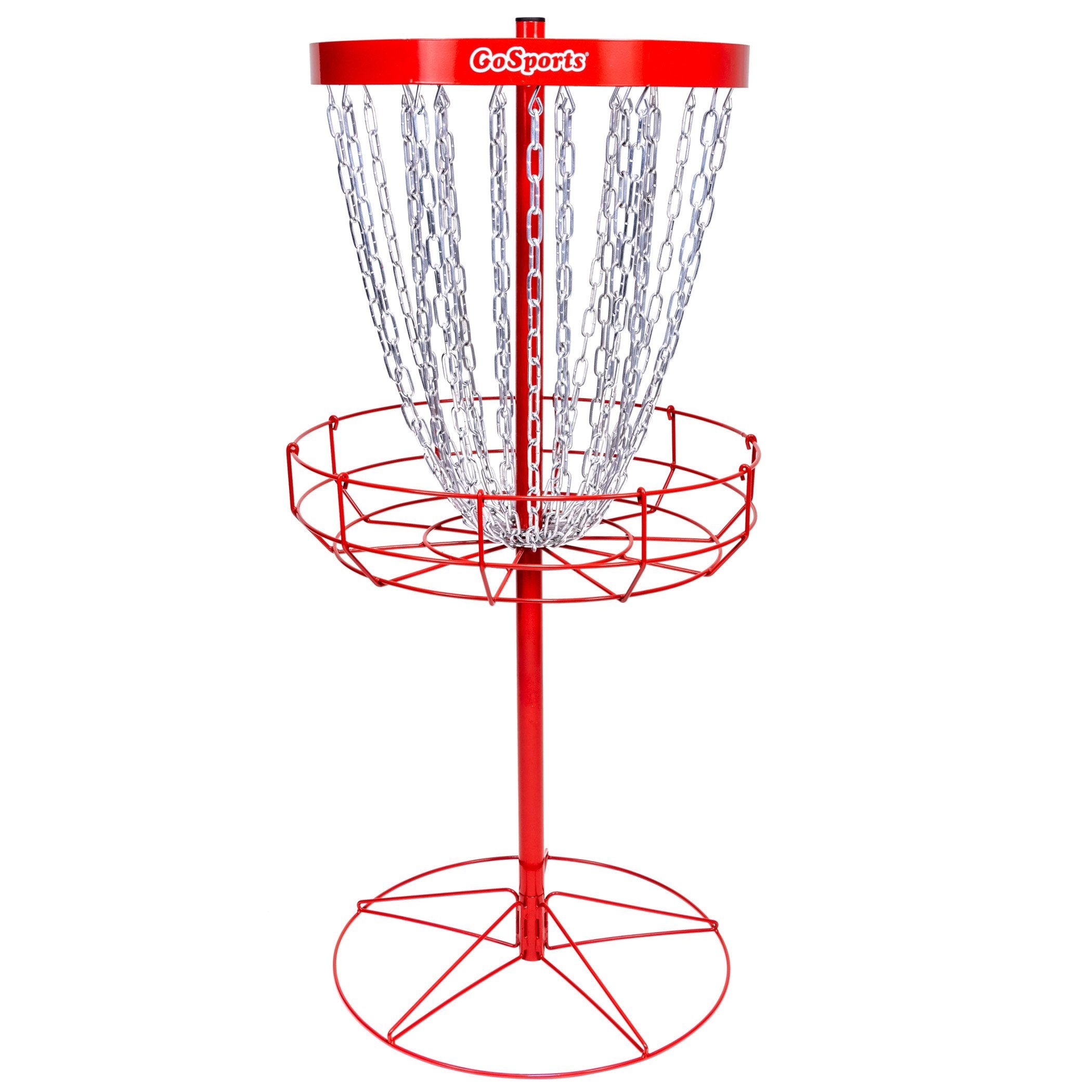 a red disc disc with chains on it