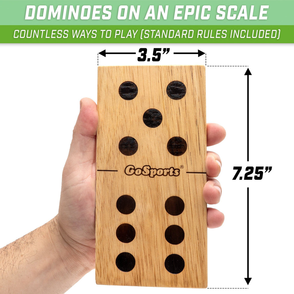 GoSports Giant Wooden Yard Dominoes Set of 28 | Jumbo Set Includes Canvas Carrying Case | Great for Outdoor Lawn Games Giant Dice playgosports.com 