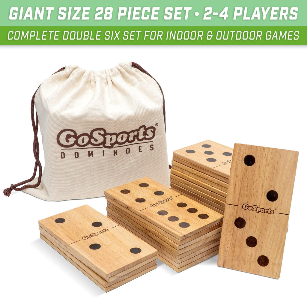 GoSports Giant Wooden Yard Dominoes Set of 28 | Jumbo Set Includes Canvas Carrying Case | Great for Outdoor Lawn Games Giant Dice playgosports.com 