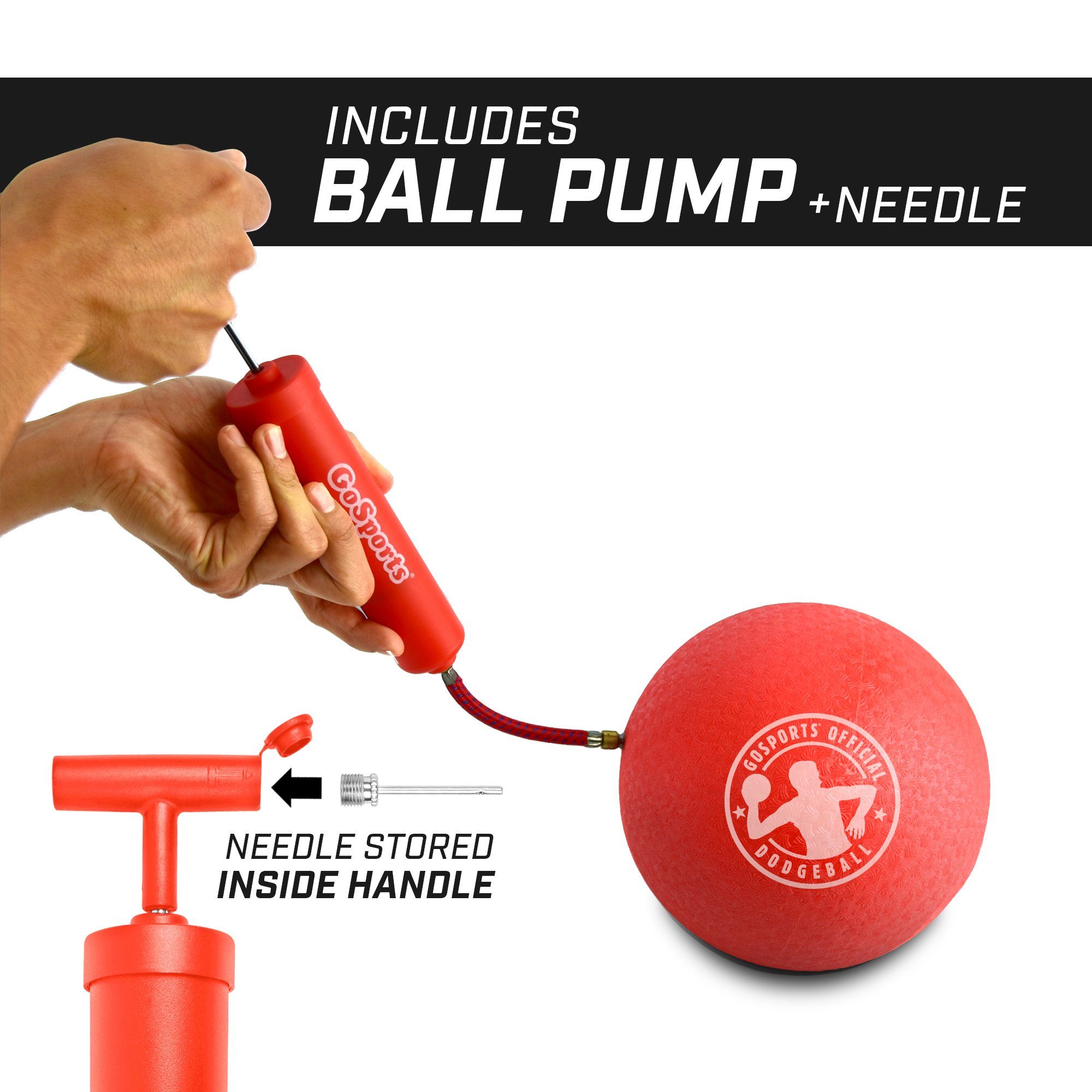 a hand holding a red ball with a red handle