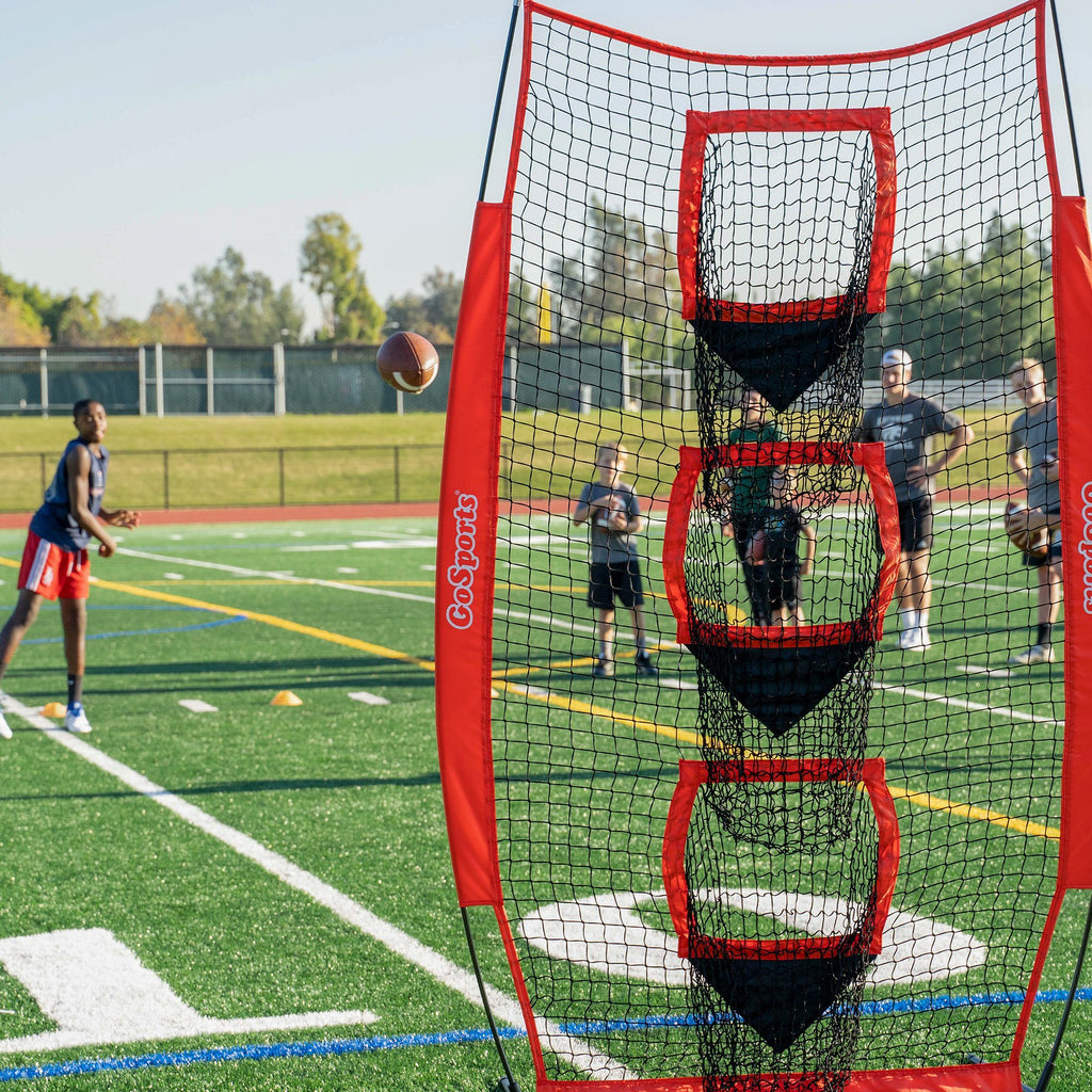 GoSports 8’ x 4’ Football Training Vertical Target Net | Improve QB Throwing Accuracy – Includes Foldable Bow Frame and Portable Carry Case Football playgosports.com 