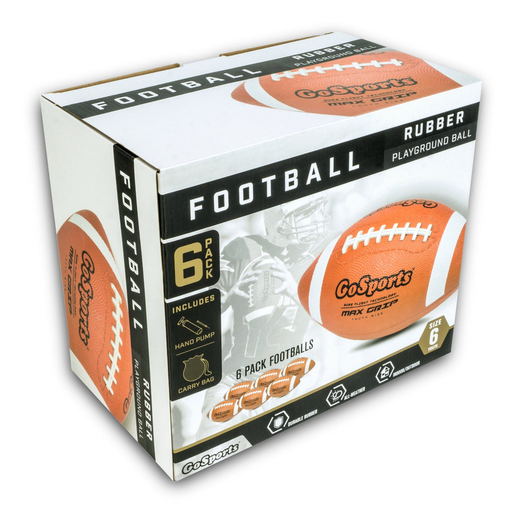 GoSports Rubber Footballs - 6 Pack of Youth Size Balls with Pump & Carrying Bag Football playgosports.com 