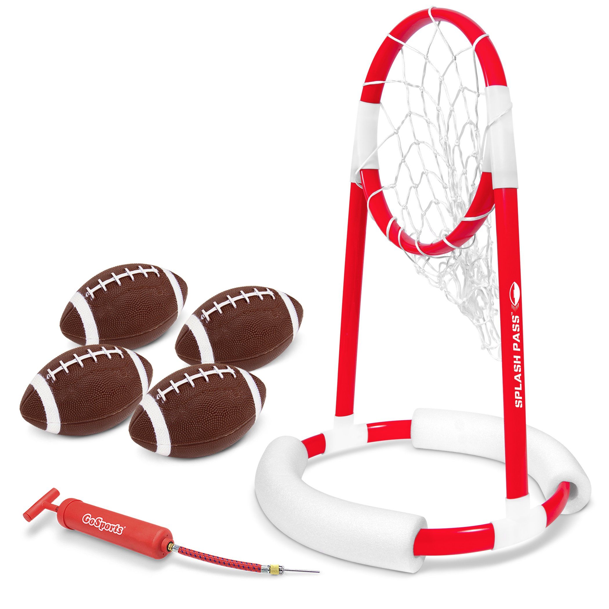 a football goal set with a football and a football ball