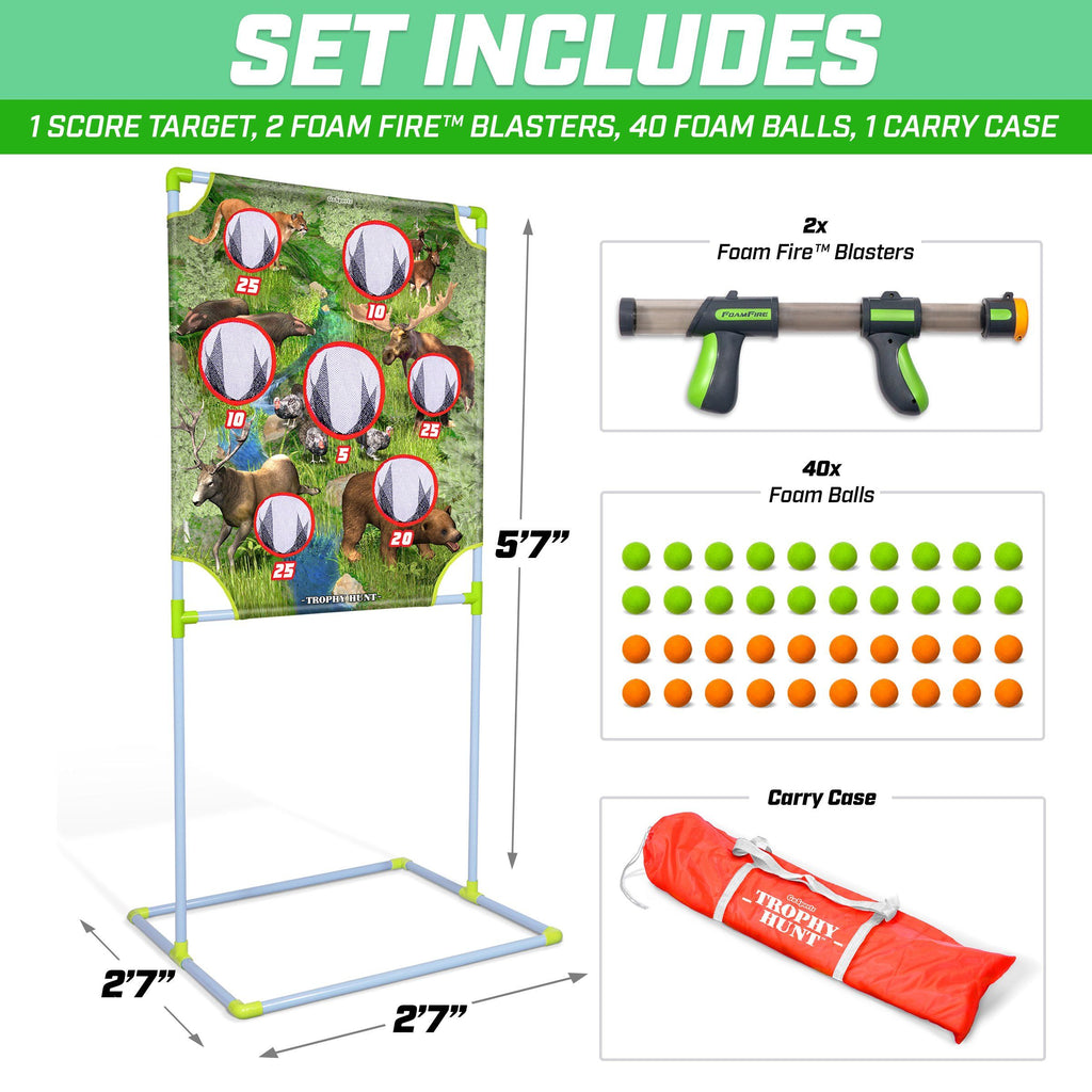 GoSports Foam Fire Trophy Hunt Game Set - Includes Target, 2 Toy Blasters and Foam Balls Golf playgosports.com 