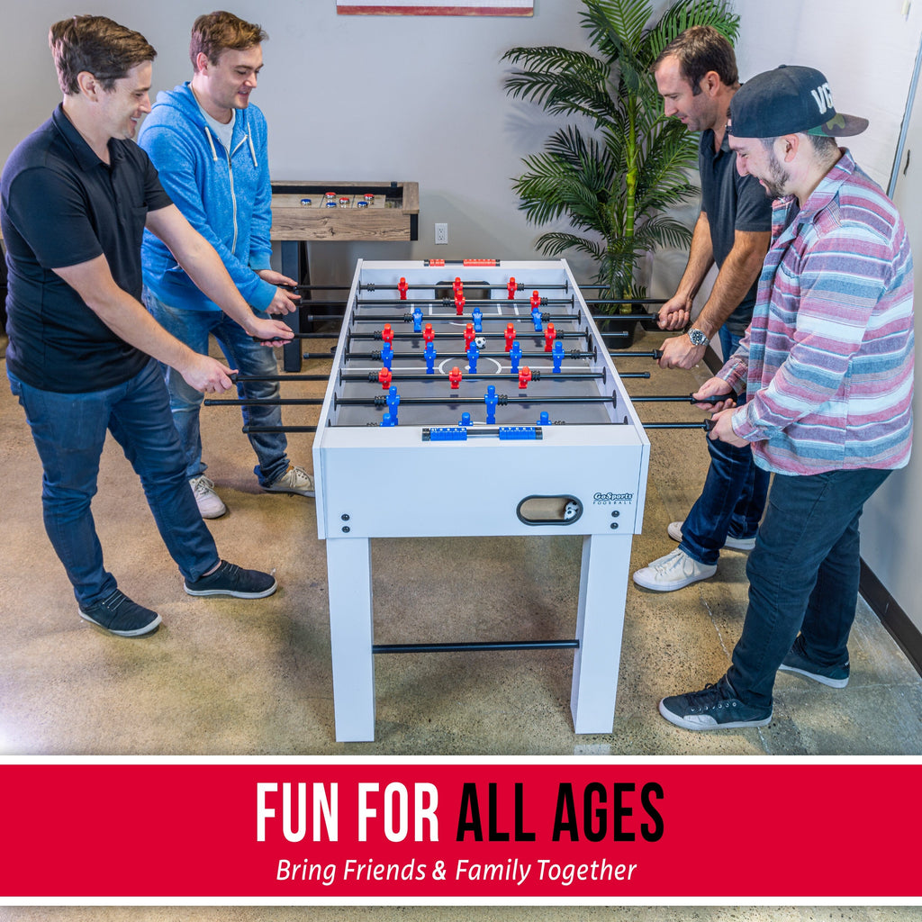 GoSports 54" Full Size Foosball Table - White Finish - Includes 4 Balls and 2 Cup Holders Playgosports.com 