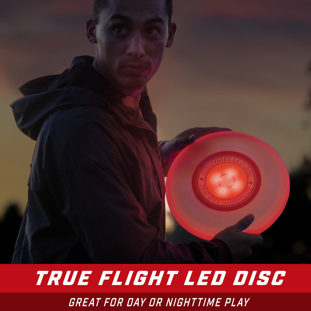 GoSports Ultimate Light Up Flying Disc, 175 grams, with 4 LEDs - Red Disc playgosports.com 