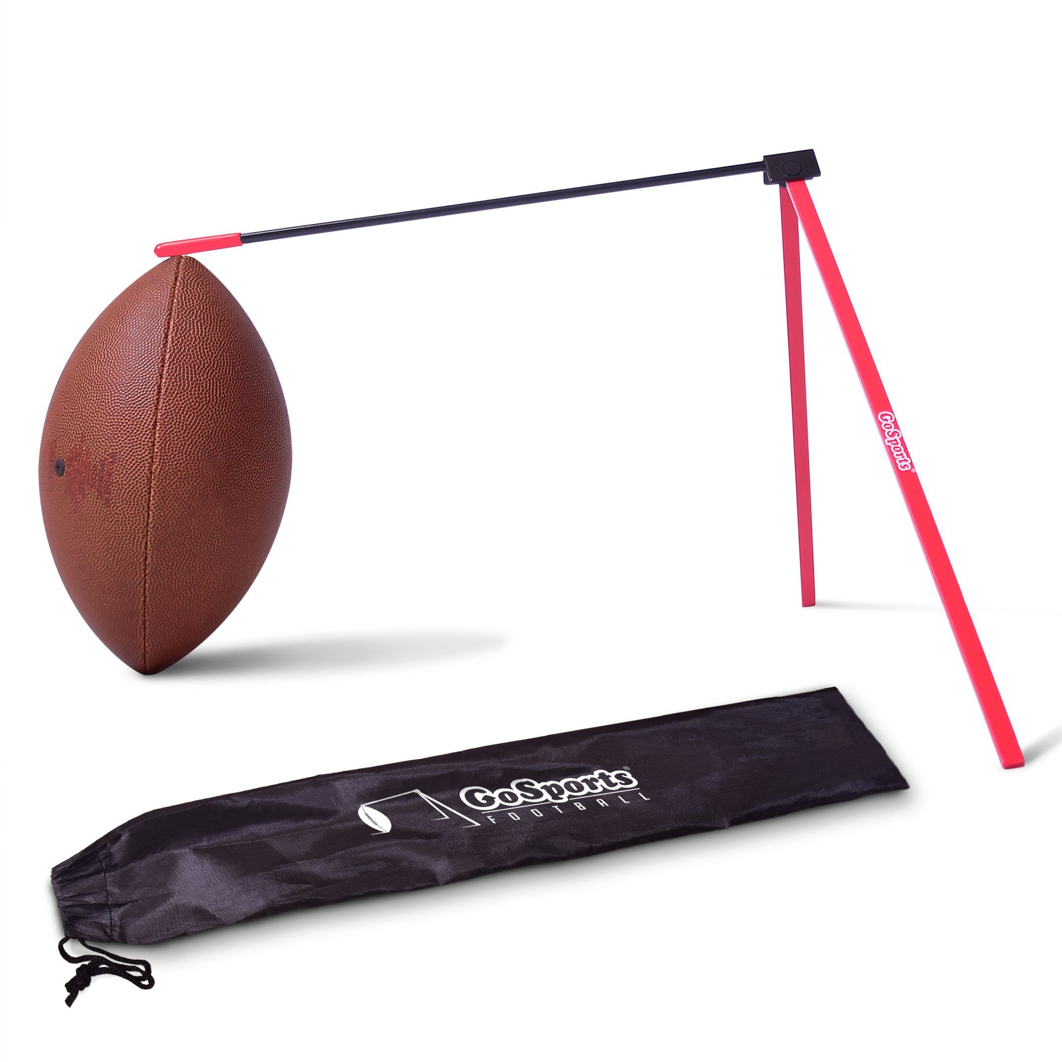 a football and a football bag on a white background