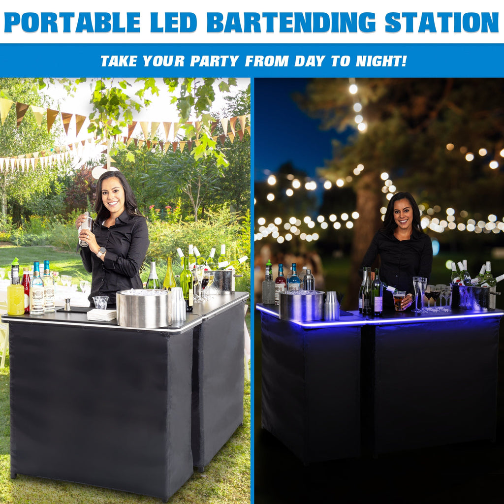 GoBar Portable Double Bar Table Set with Multi-Color LED Lights GoSports 