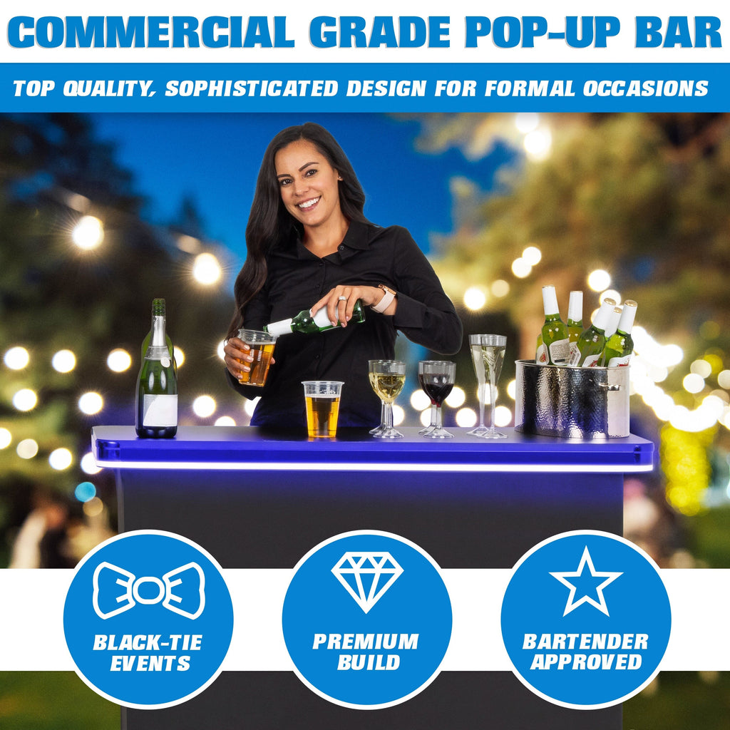 GoBar PRO LED Commercial Grade Portable Bar Table with Multi-Color Lights GoPong 