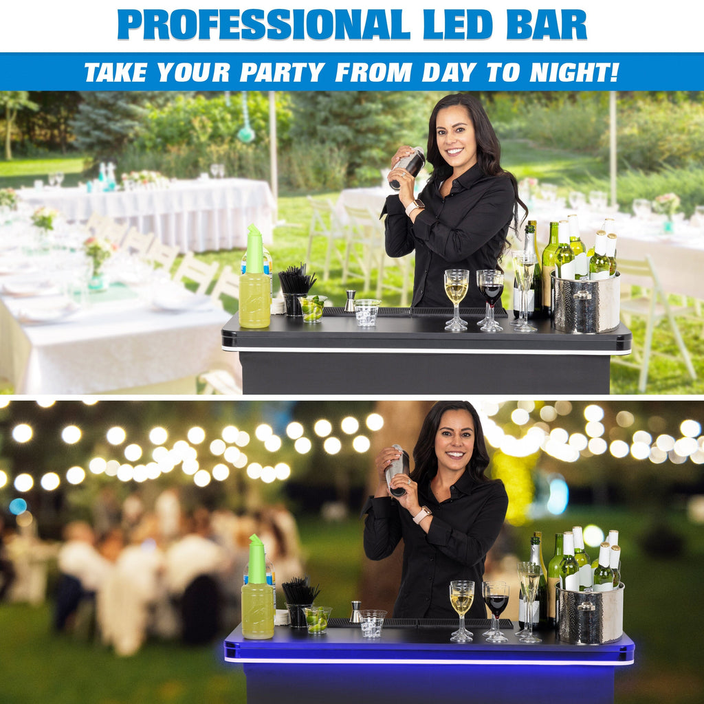 GoBar PRO LED Commercial Grade Portable Bar Table with Multi-Color Lights GoPong 