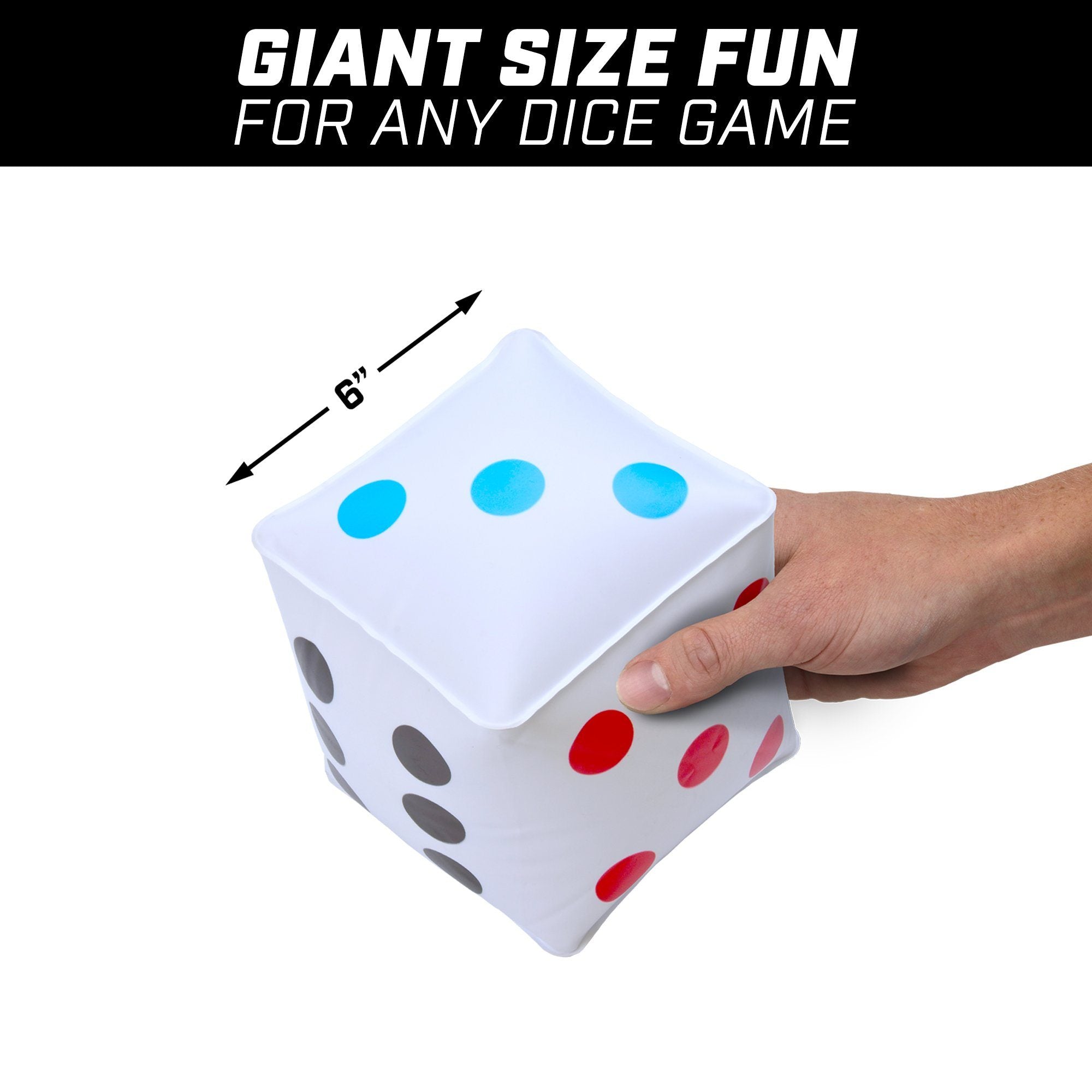 a hand holding a dice with the words giant dice for any game