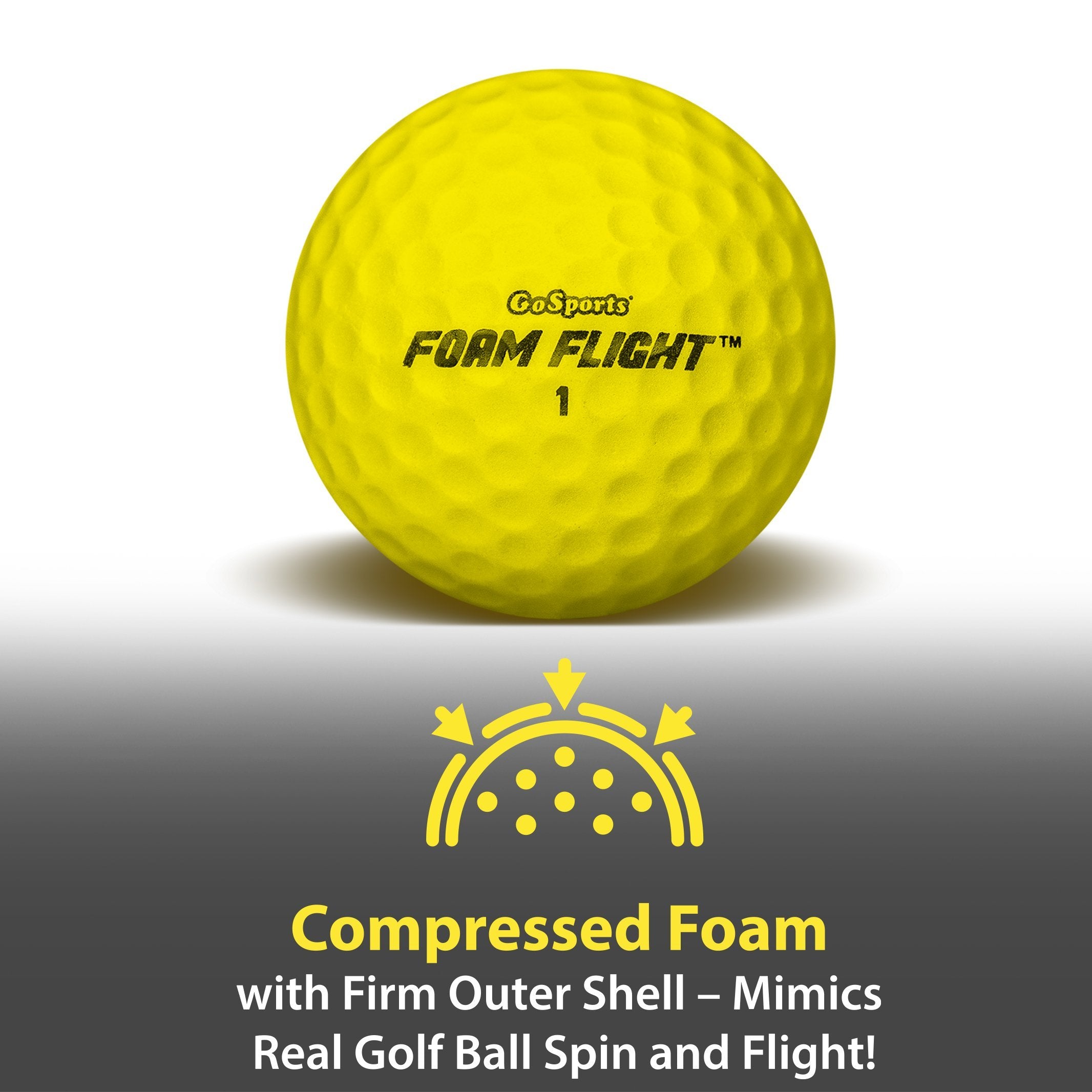 a yellow golf ball with the words, ' compressed ' and ' compressed '