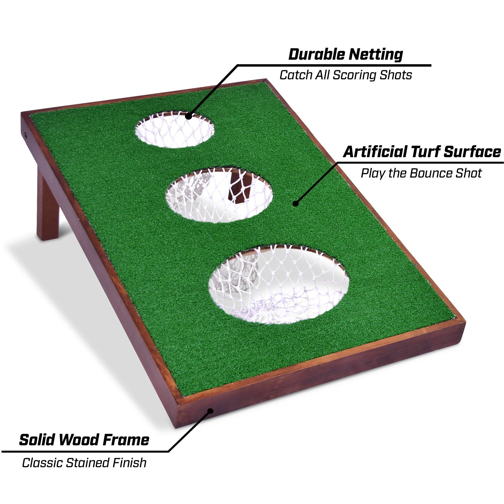 the golf hitting mat with the hole and the hole