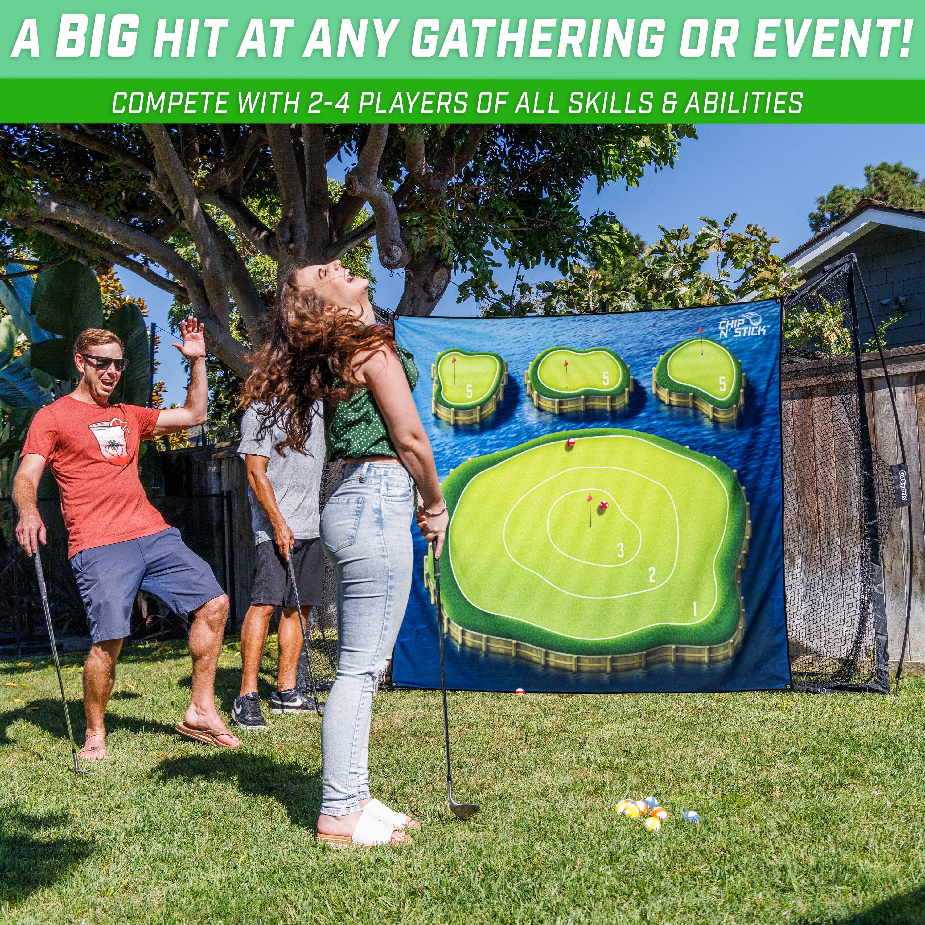 a man and woman playing a game of golf