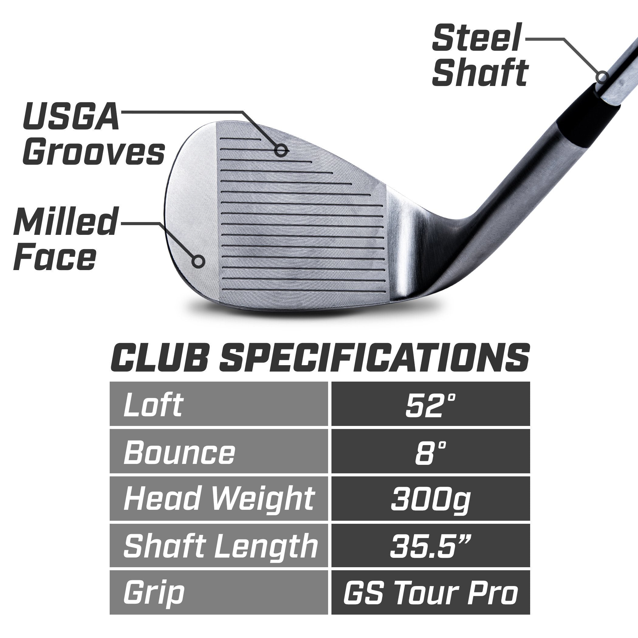 Tour Wedge 52° 56° ゴルフクラブ EPON2023年 GoSports Tour Pro Golf Wedge - 52 Degree Satin – PlayGoSports.com