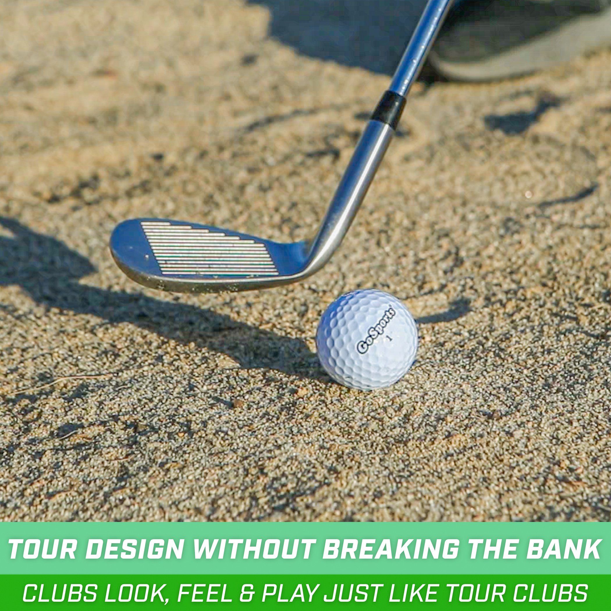 a person is playing golf on the sand