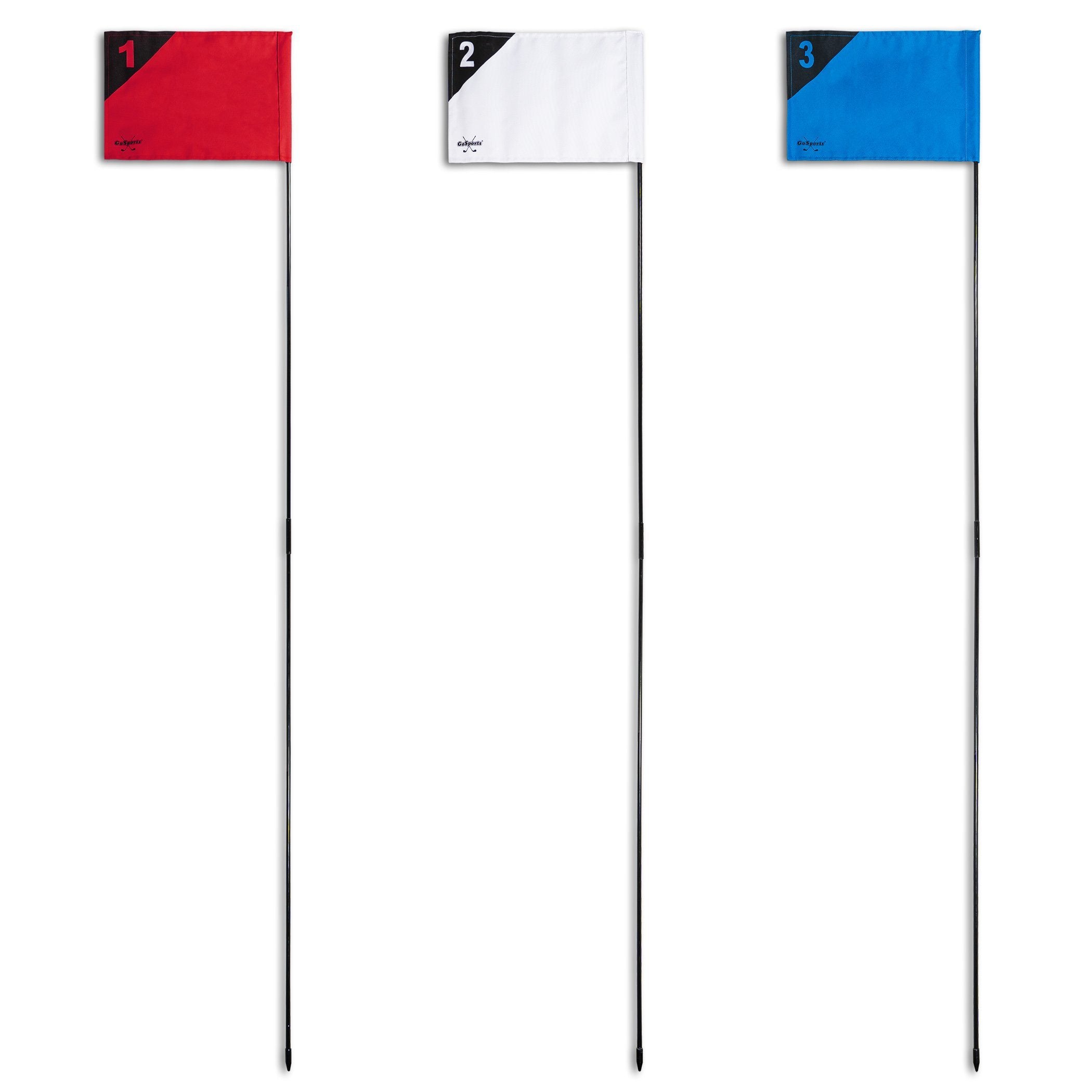 a set of three flags with a white background