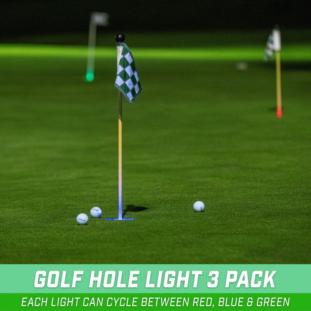 GoSports Light Up Golf Hole Lights 3 Pack - Great for Low Light Golf Play, Putting Practice, Chipping Practice and More Golf playgosports.com 