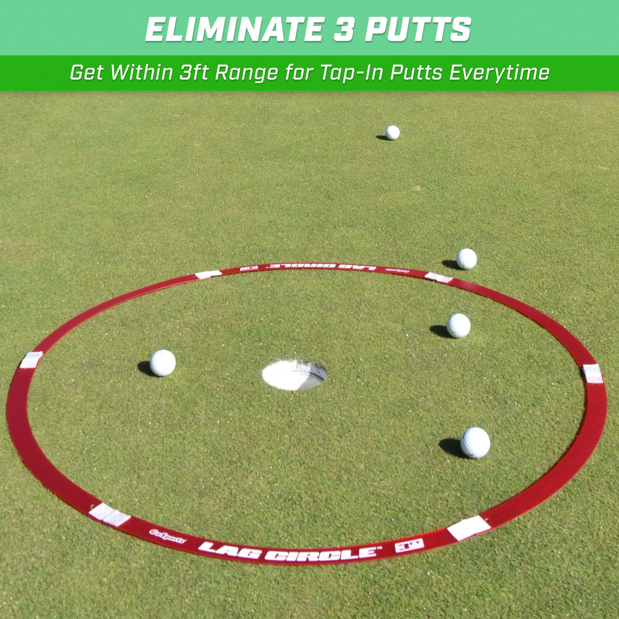 a golf ball hitting hole with the words ultimate golf swing trainer