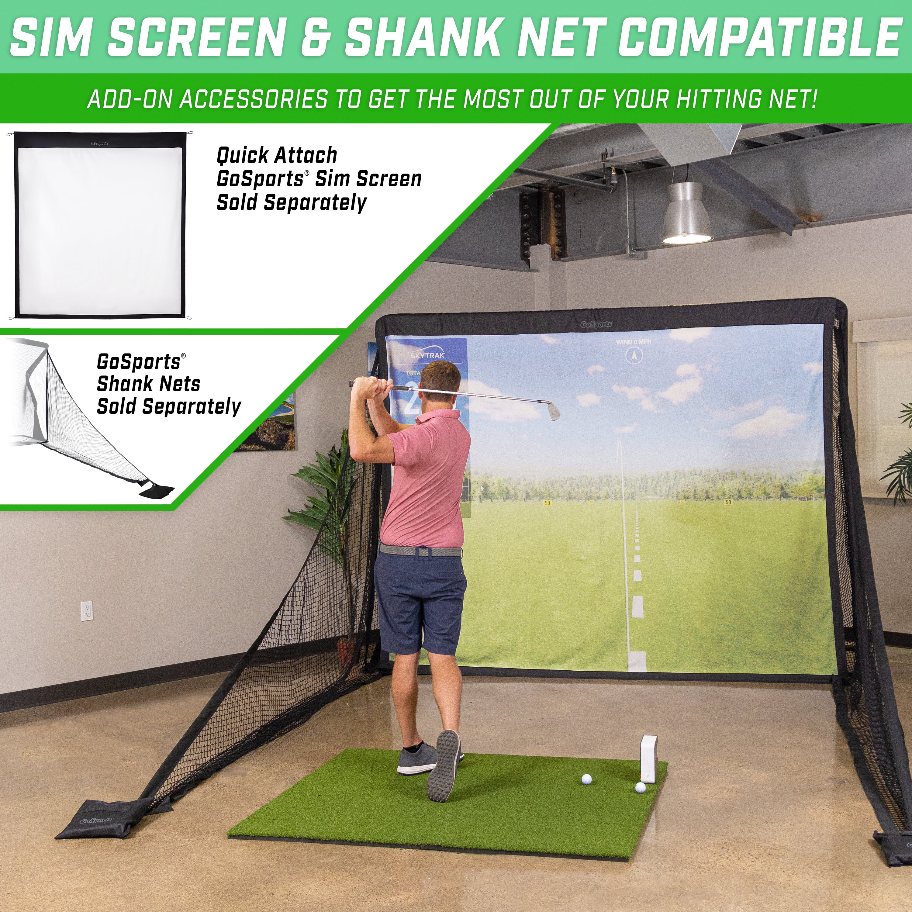 a man hitting a golf ball on a golf simulator