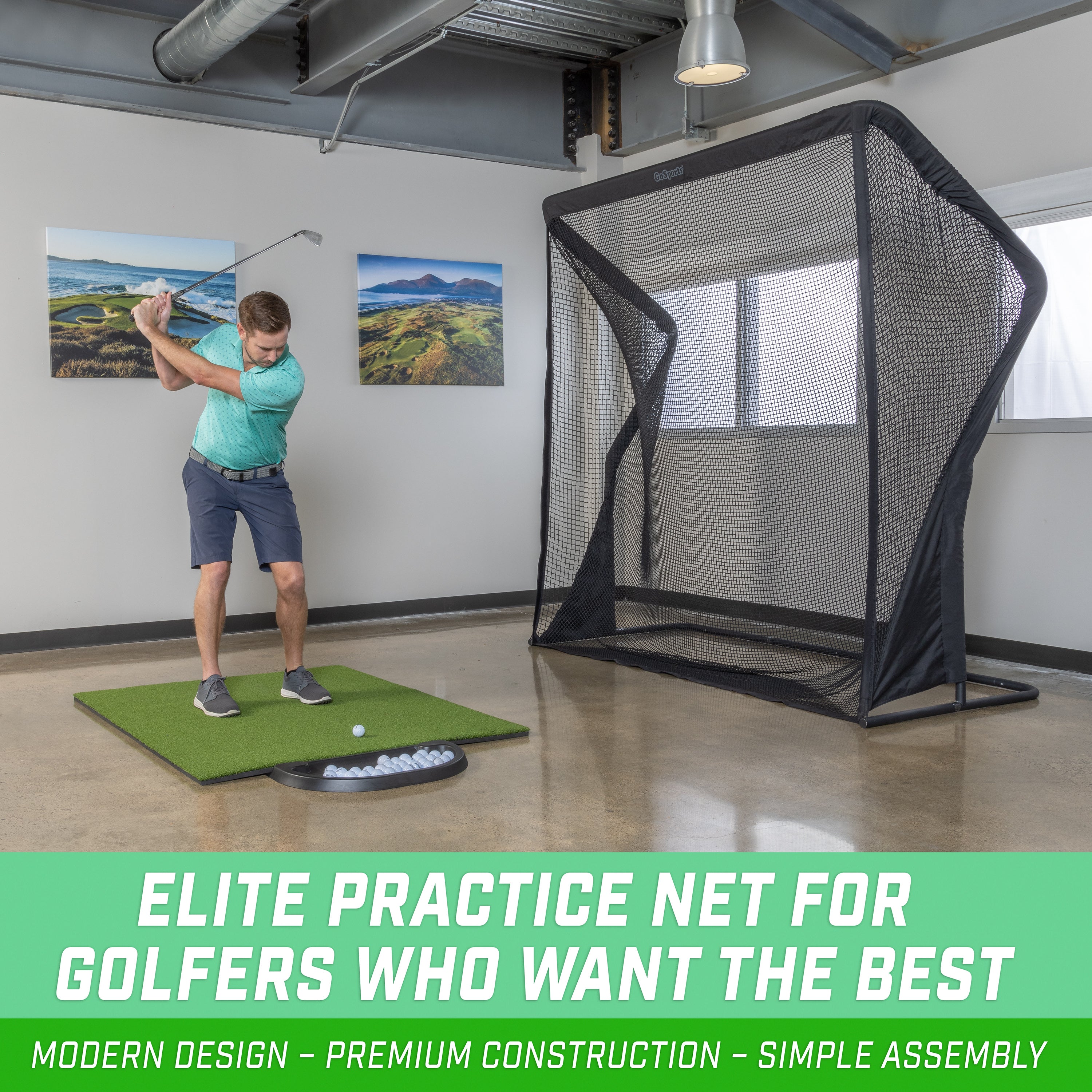 GoSports ELITE Golf Practice Net with Steel Frame - 7 ft Size