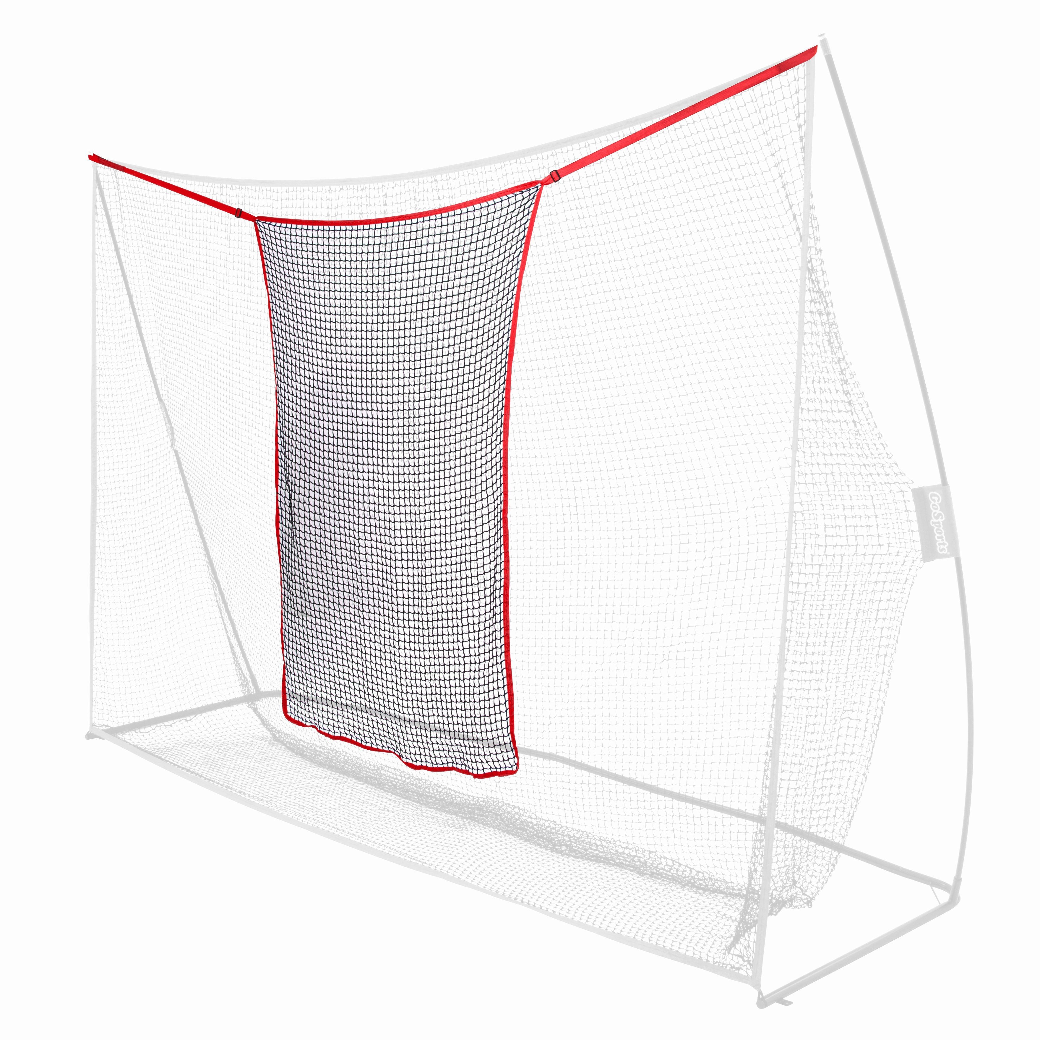 the baseball batting net is shown with a red trim