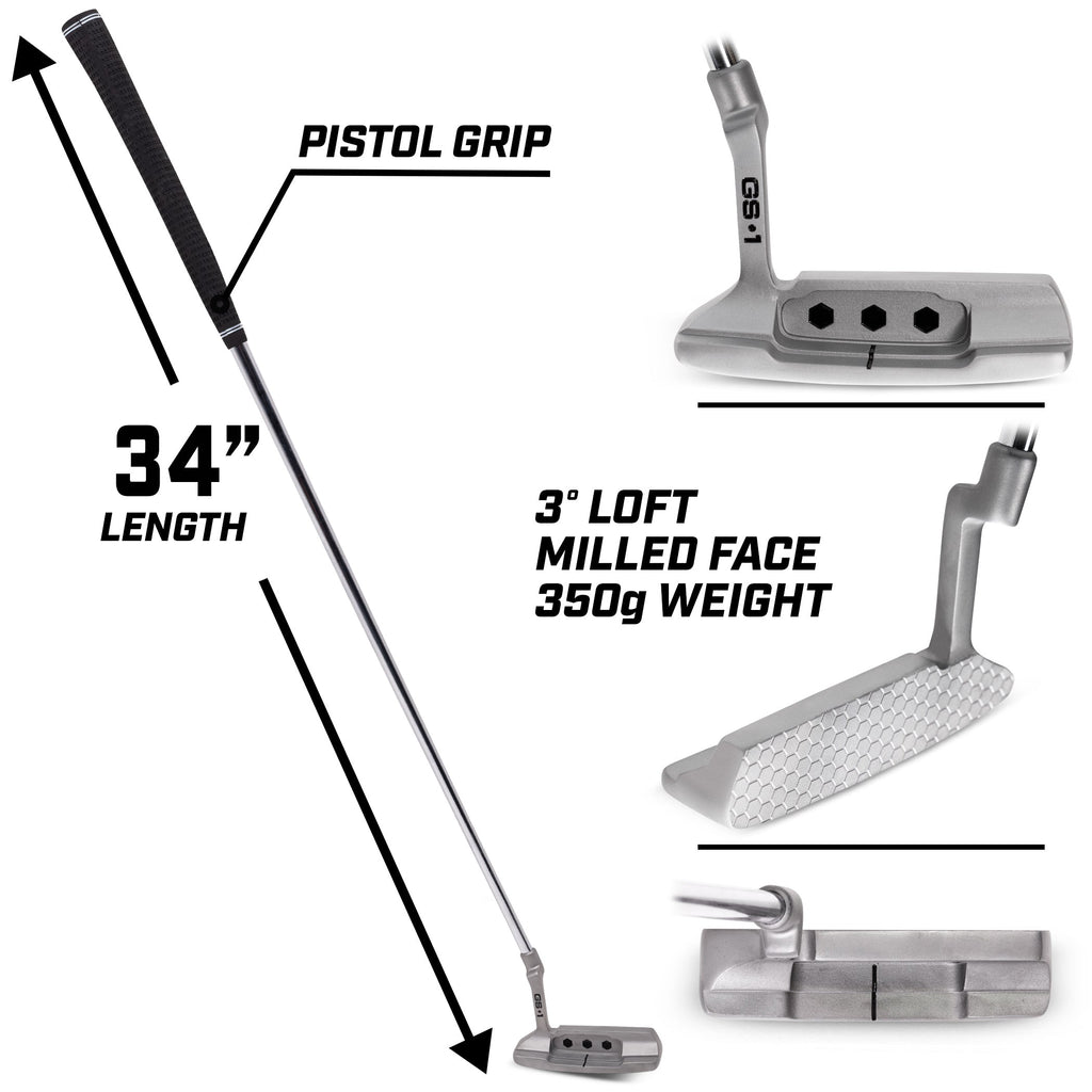 GoSports GS1 Tour Golf Putter – 34” Right-Handed Blade Putter with Pistol Grip and Milled Face Golf playgosports.com 