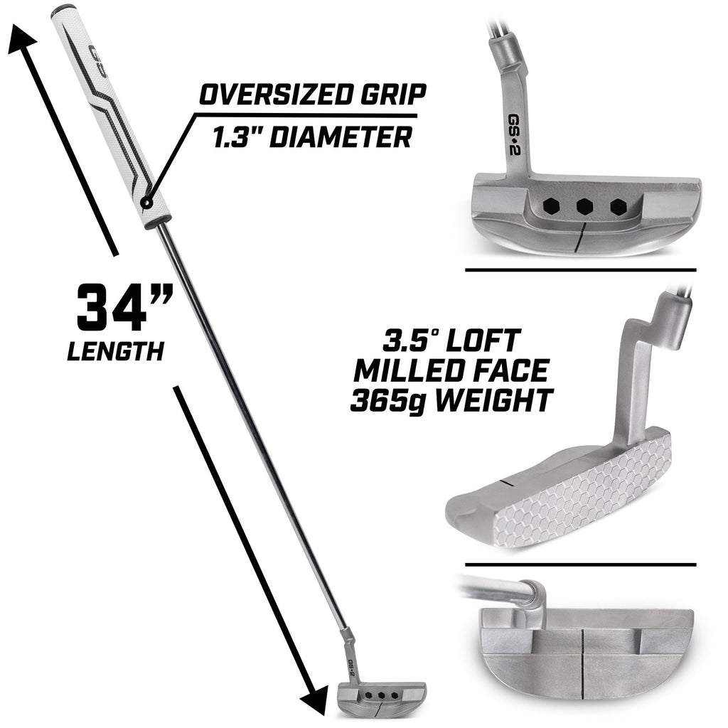 GoSports GS2 Tour Golf Putter – 34” Right-Handed Mallet Putter with Oversized Fat Grip and Milled Face Golf playgosports.com 