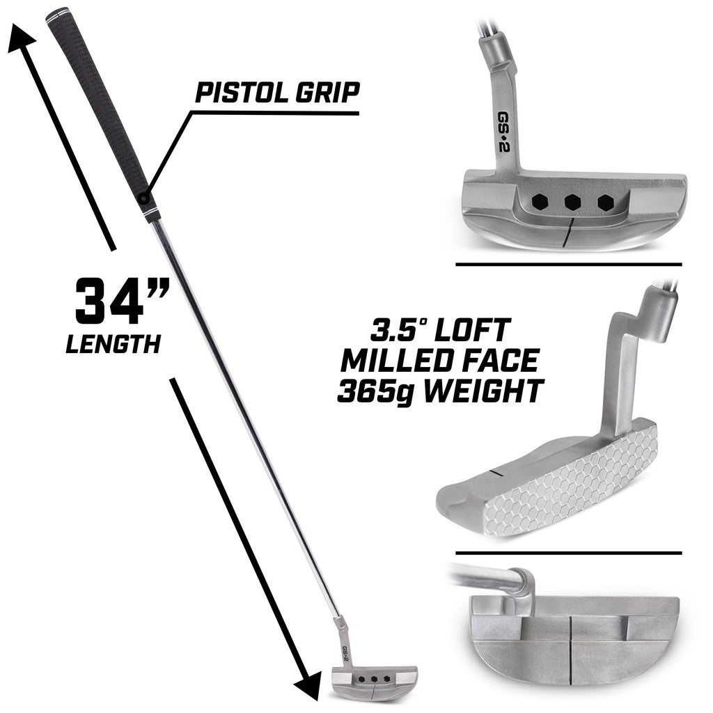 GoSports GS2 Tour Golf Putter – 34” Right-Handed Mallet Putter with Pistol Grip and Milled Face Golf playgosports.com 