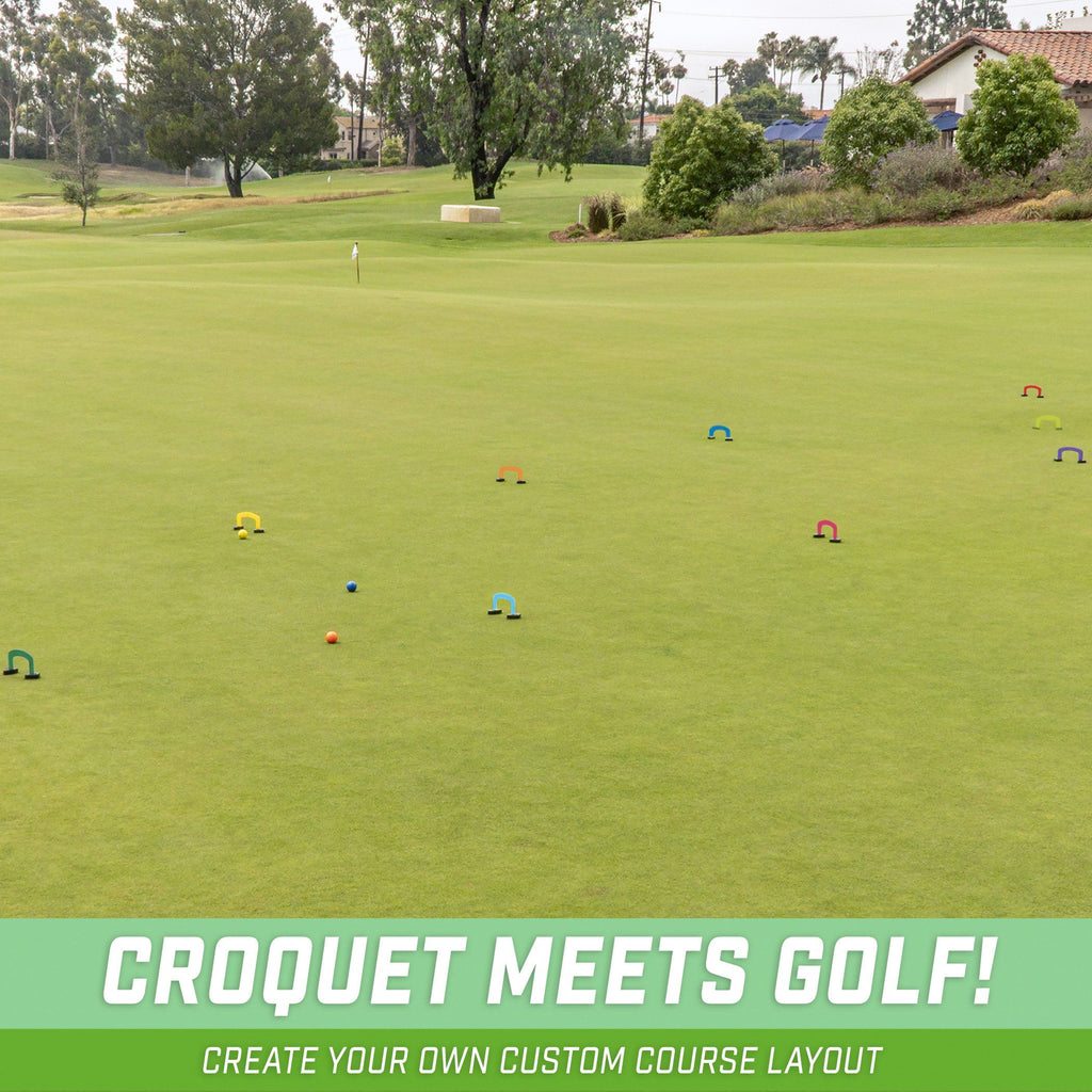 GoSports Putt-Thru Croquet Putting Game | Includes 9 Gates, 4 Golf Balls and Tote Bag | Play at Home, the Office or On the Green! Golf playgosports.com 