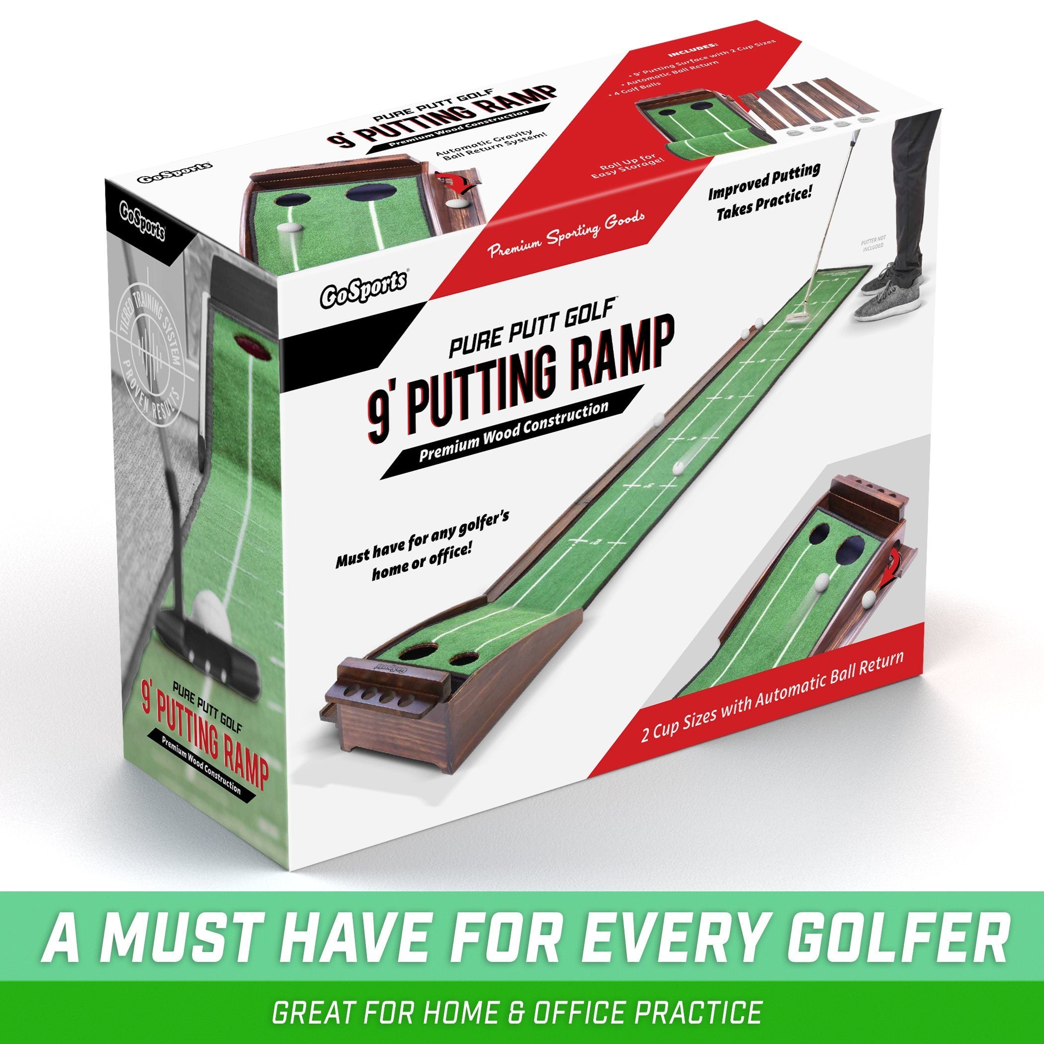GoSports Pure Putt 9' Golf Putting Ramp - Premium Wood – PlayGoSports.com