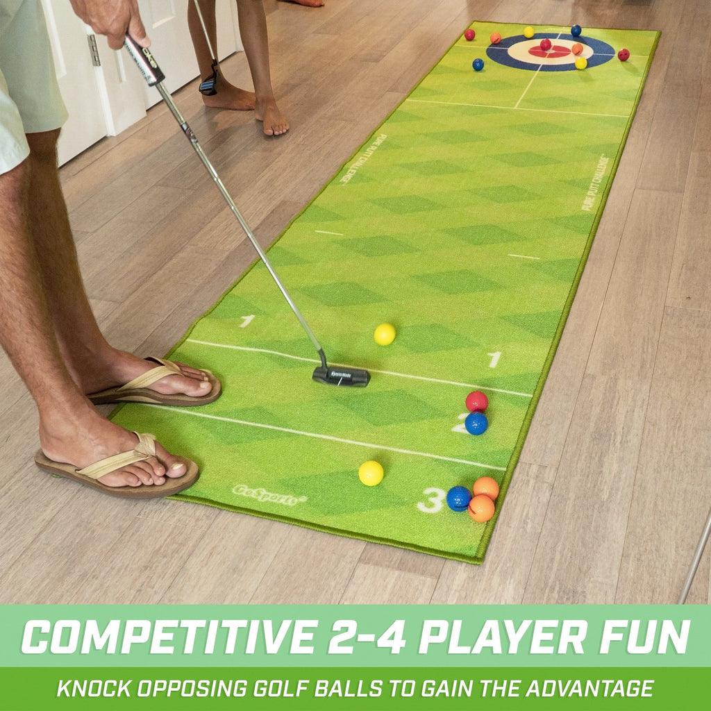 GoSports Shuffleboard / Curling Golf Putting Game | Huge 10' Putting Game with 16 Real Golf Balls Golf playgosports.com 