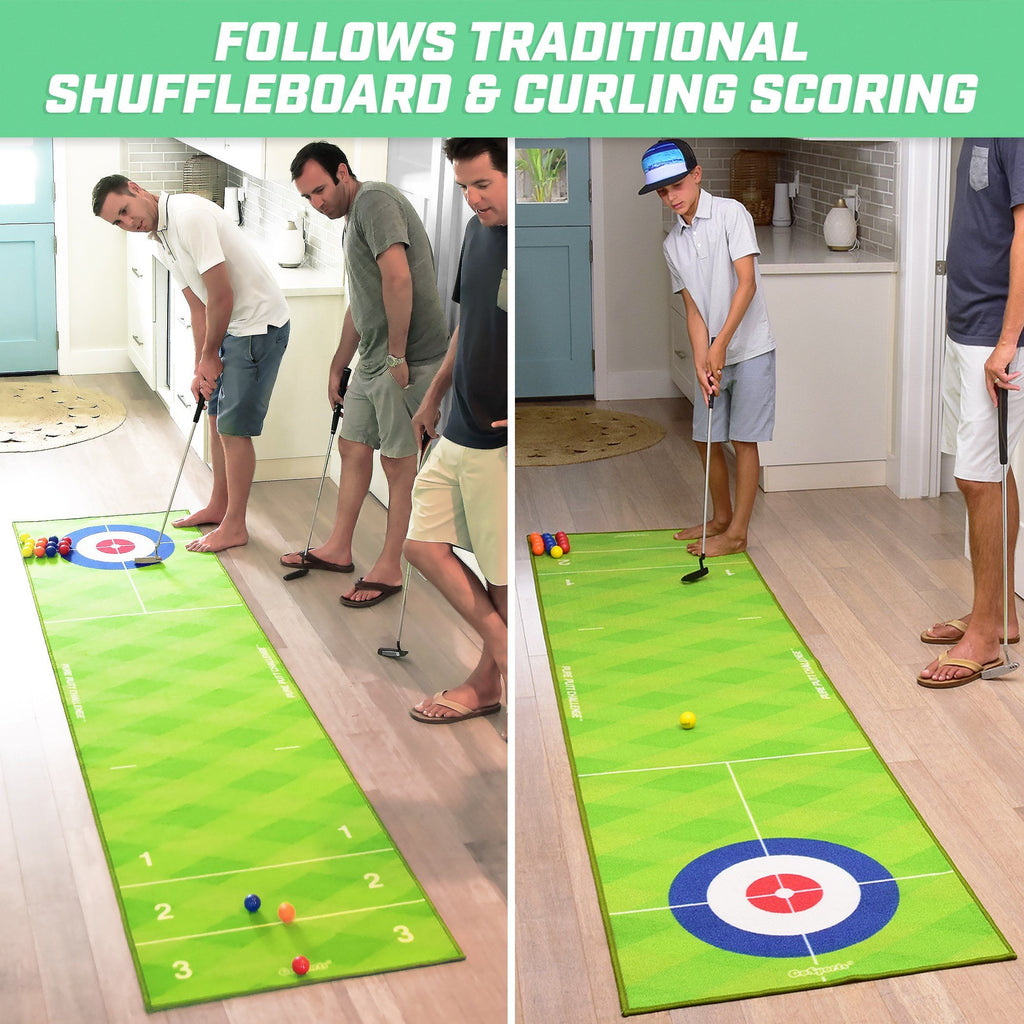 GoSports Shuffleboard / Curling Golf Putting Game | Huge 10' Putting Game with 16 Real Golf Balls Golf playgosports.com 