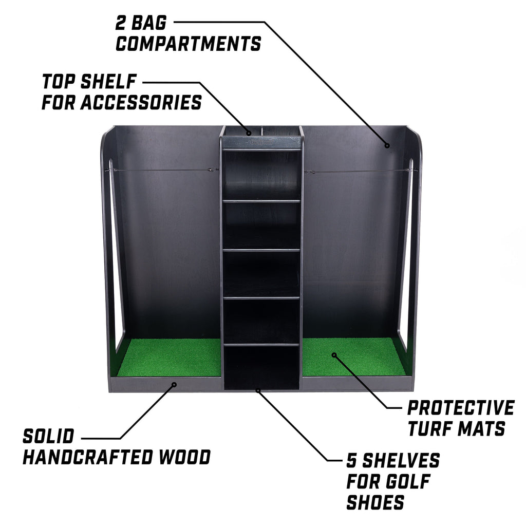 GoSports Premium Wooden Golf Bag Organizer and Storage Rack - Black PlayGoSports.com 