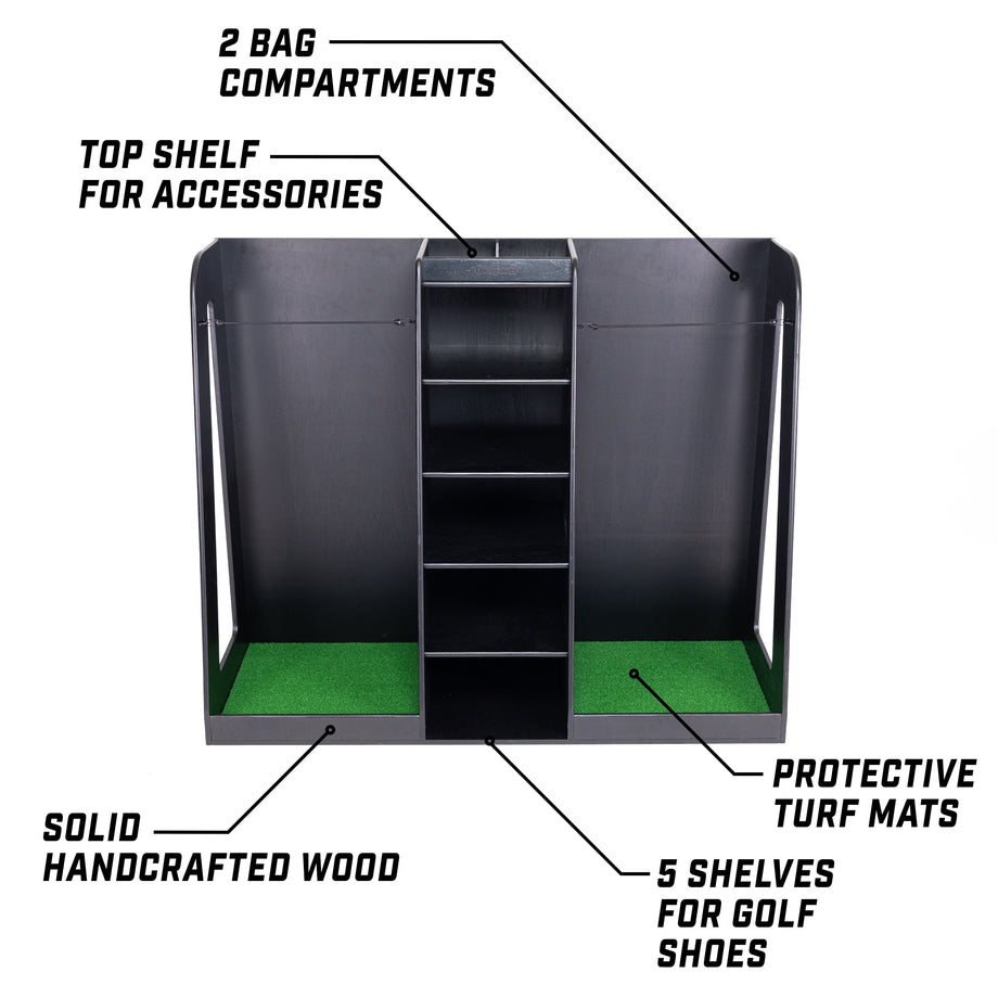 Golf Bag Storage Rack Wood Golf Storage Garage Organizer, Golf Bag