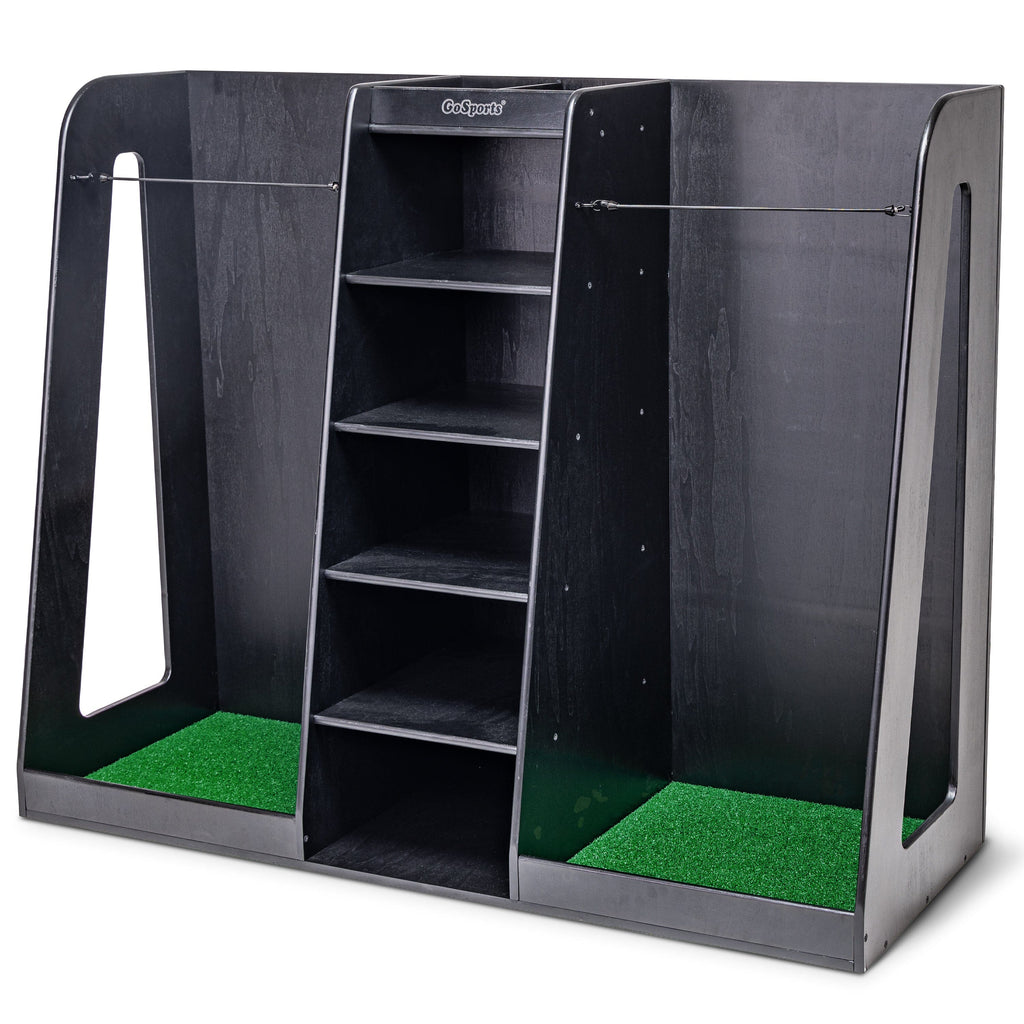 GoSports Double Premium Wooden Golf Bag Organizer and Storage Rack - B ...